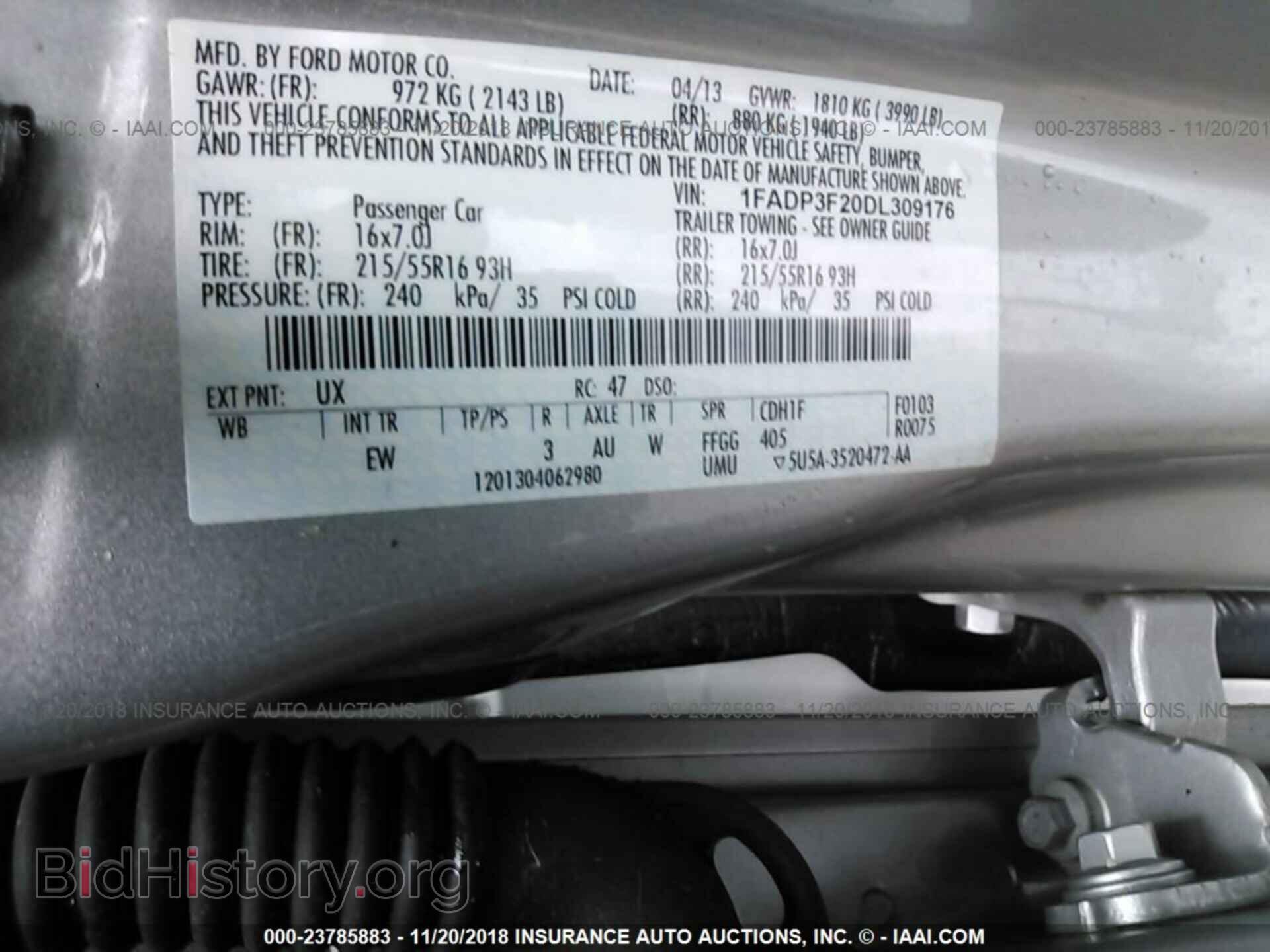 2013 FORD FOCUS - VIN: 1FADP3F20DL309176 - Фото 9