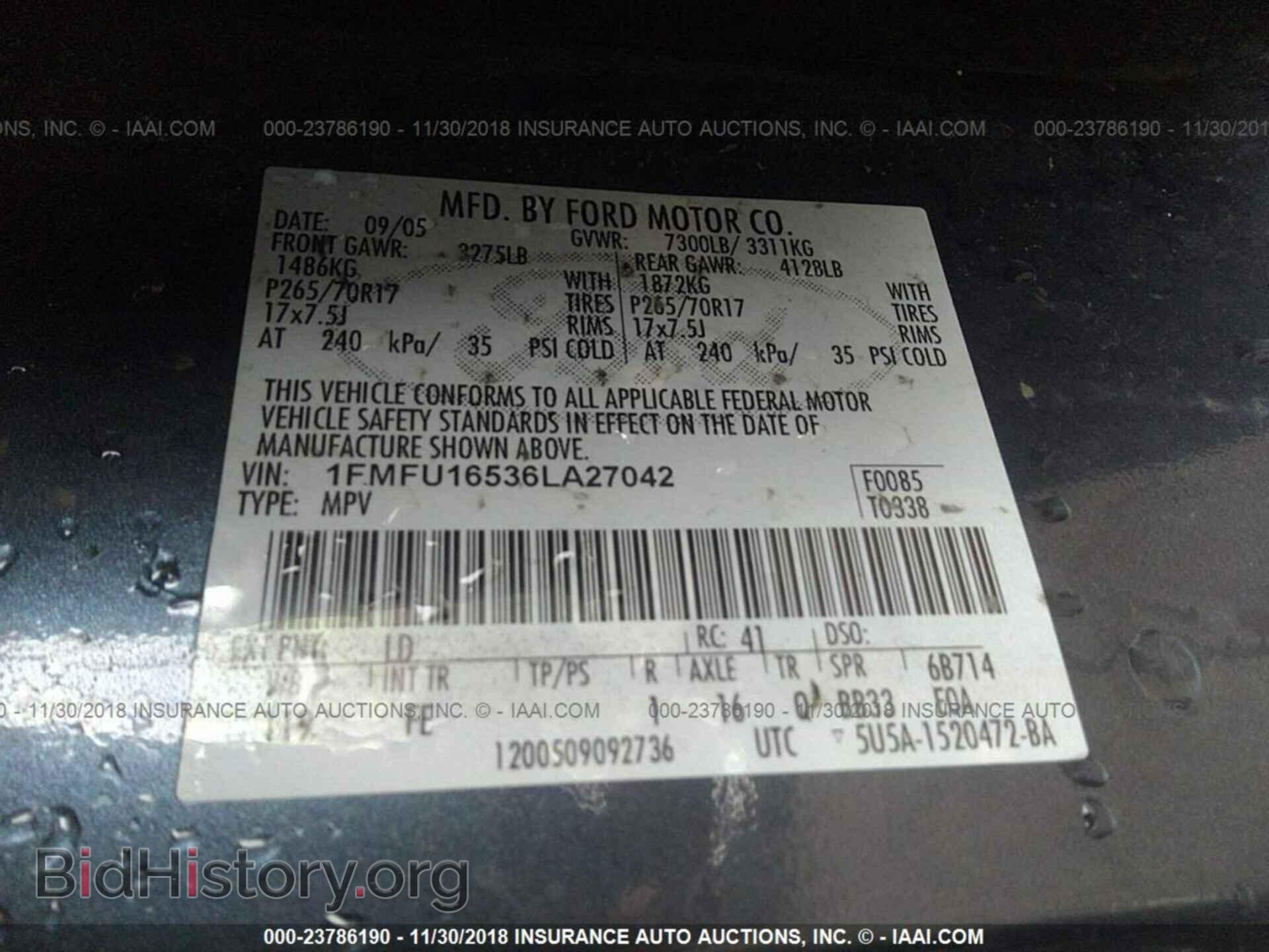 2006 FORD EXPEDITION - VIN: 1FMFU16536LA27042 - Фото 9