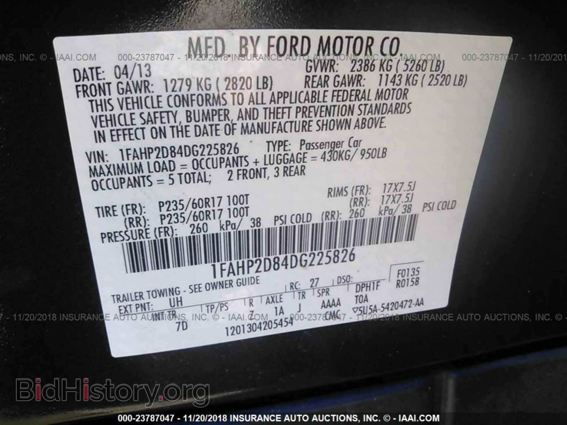 2013 FORD TAURUS - VIN: 1FAHP2D84DG225826 - Фото 9
