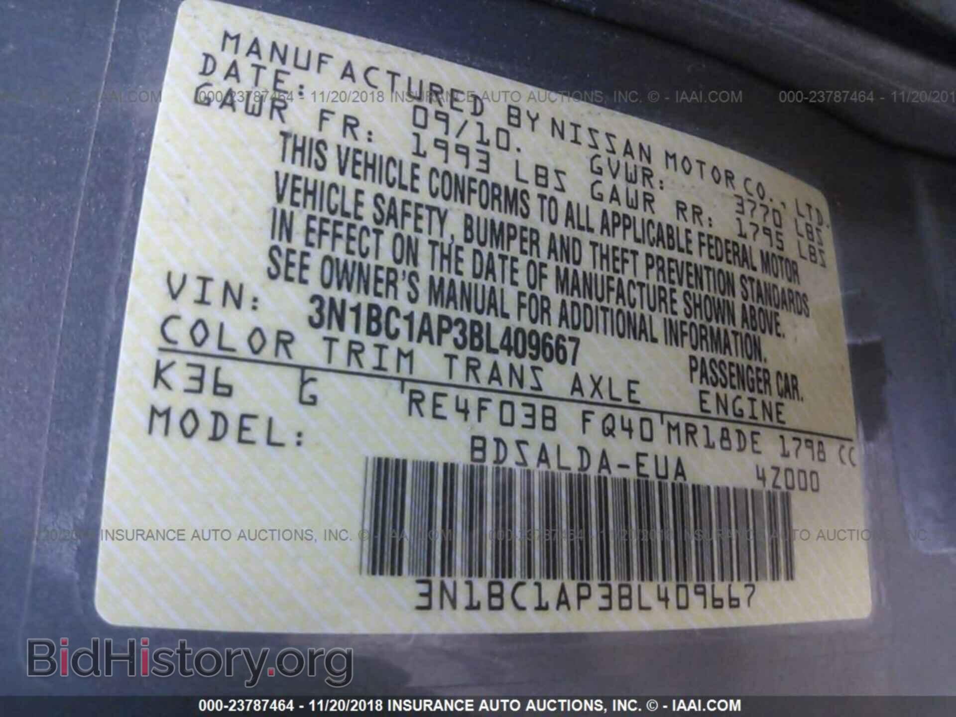 2011 NISSAN VERSA - VIN: 3N1BC1AP3BL409667 - Фото 9