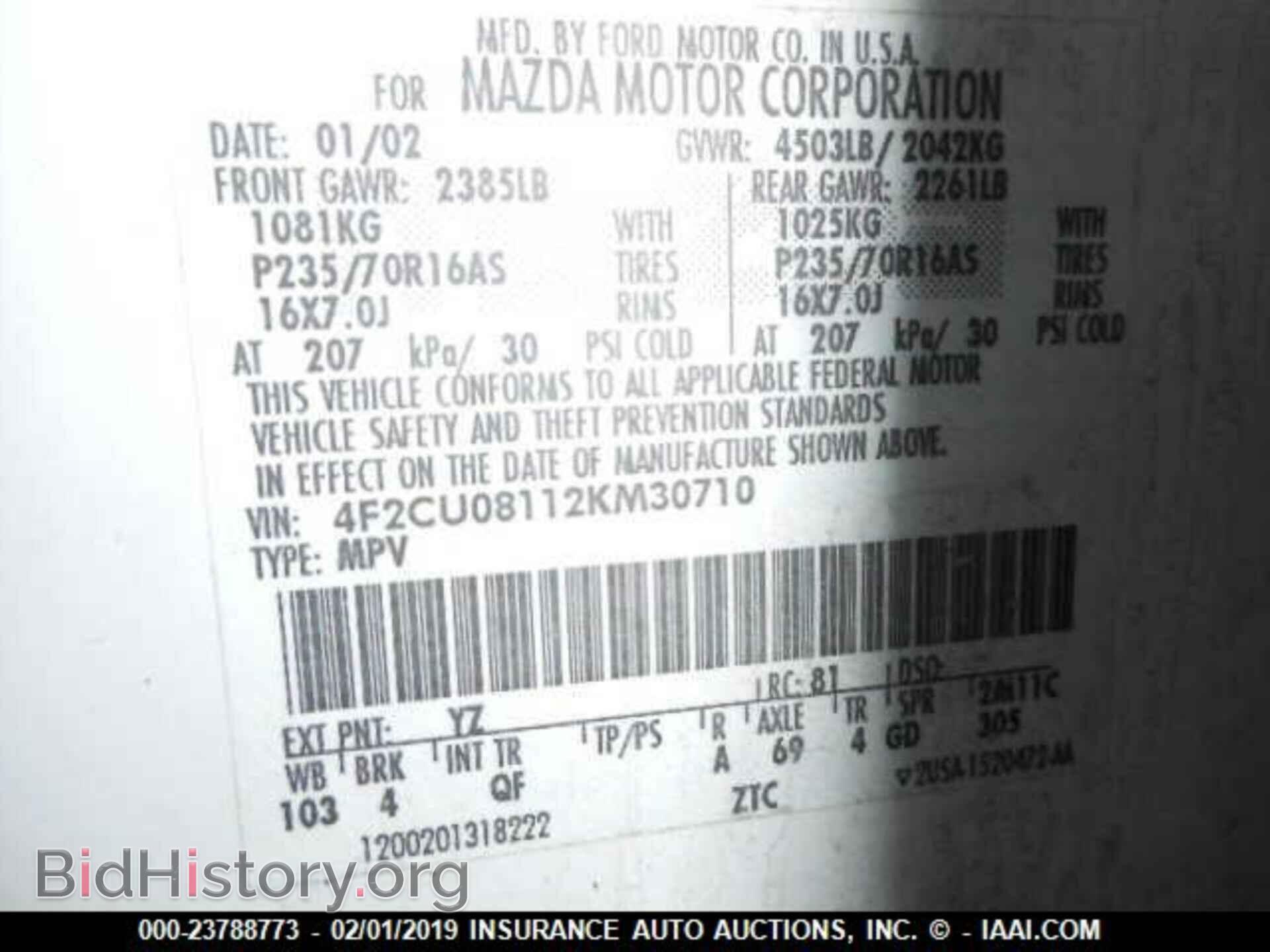 2002 MAZDA TRIBUTE - VIN: 4F2CU08112KM30710 - Photo 9