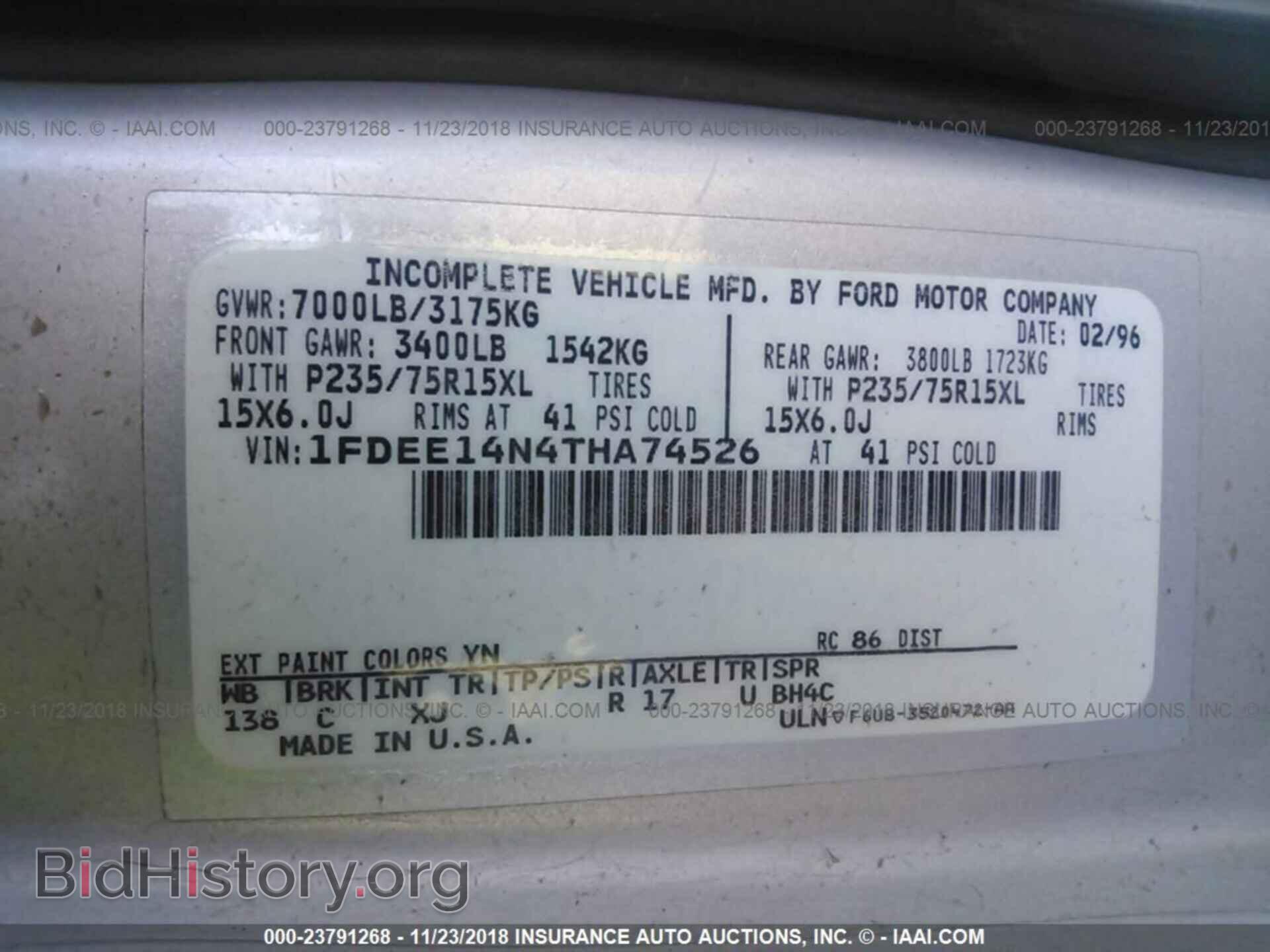 1996 FORD ECONOLINE - VIN: 1FDEE14N4THA74526 - Photo 9