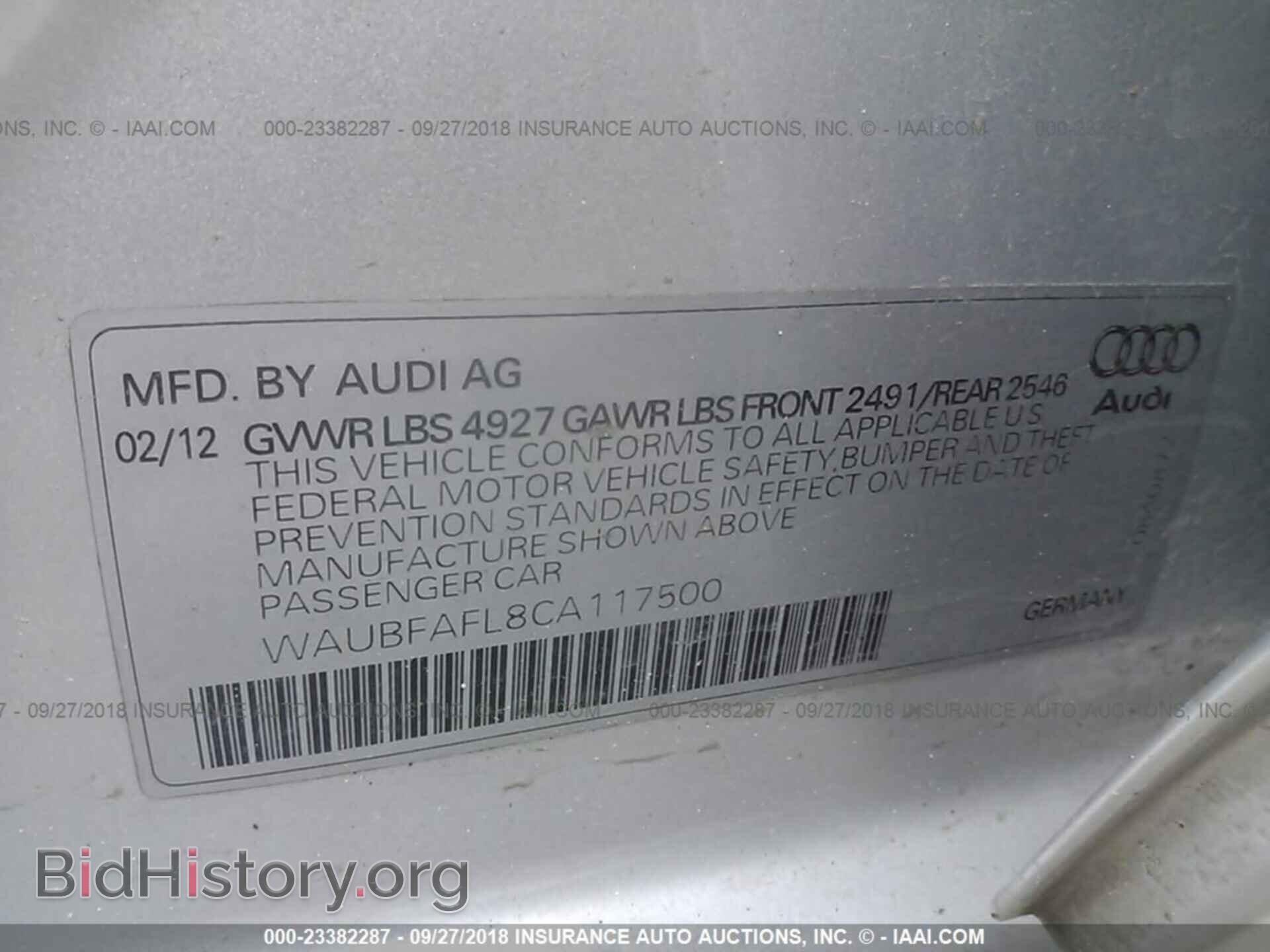 2012 AUDI A4 - VIN: WAUBFAFL8CA117500 - Photo 9