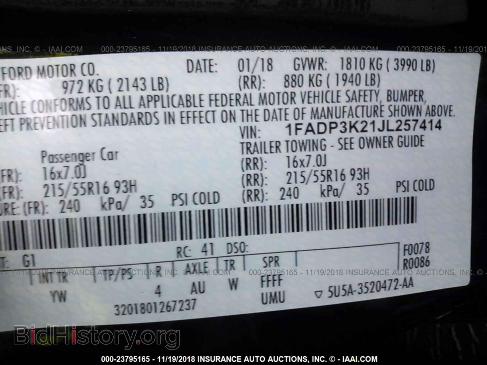 2018 FORD FOCUS - VIN: 1FADP3K21JL257414 - Фото 9
