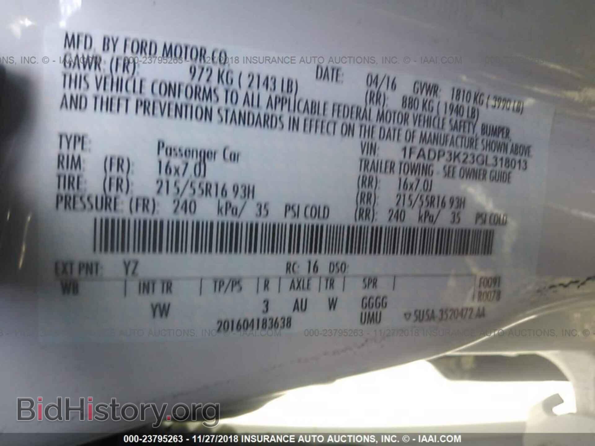 2016 FORD FOCUS - VIN: 1FADP3K23GL318013 - Фото 9