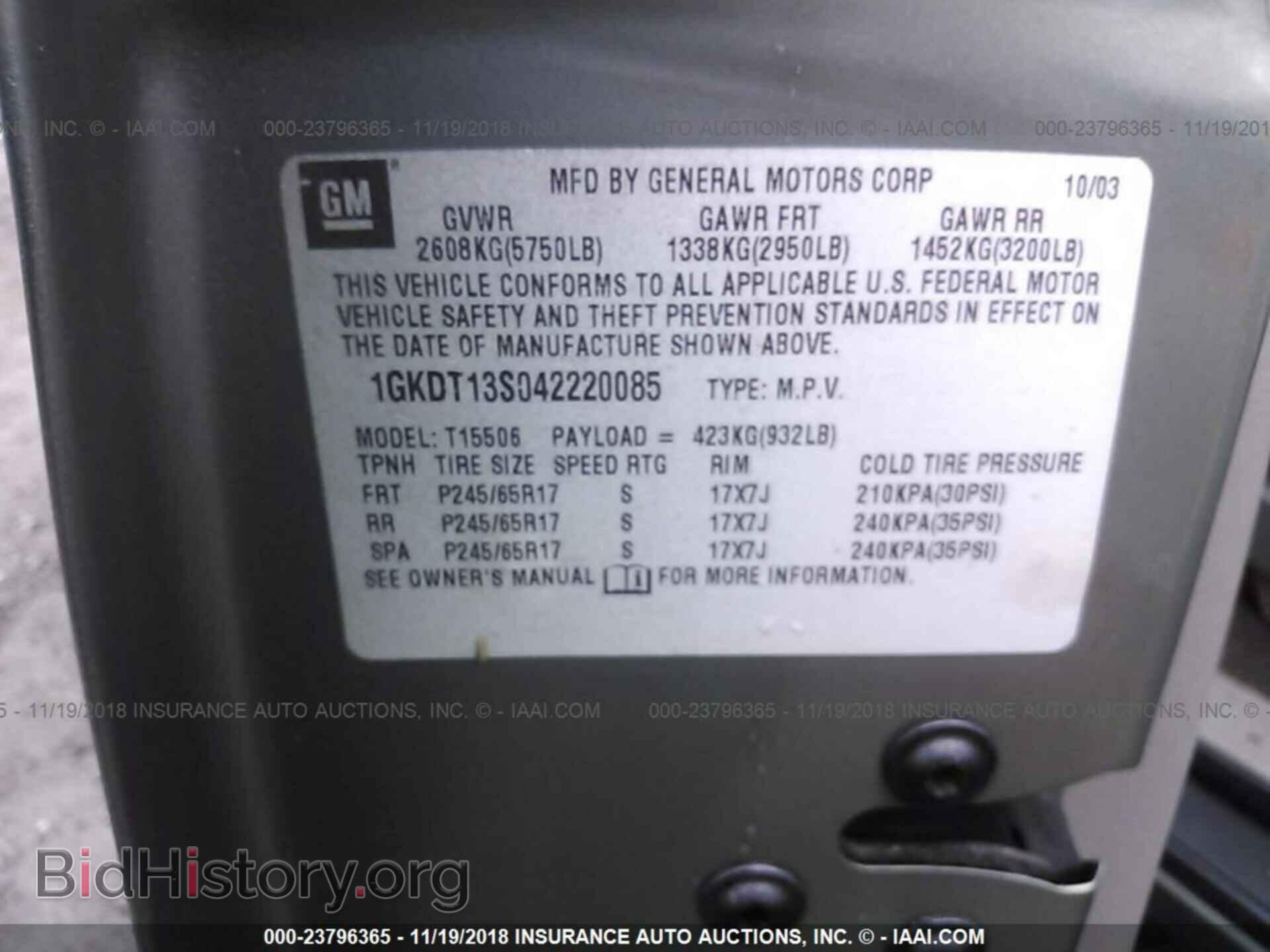 2004 GMC ENVOY - VIN: 1GKDT13S042220085 - Фото 9