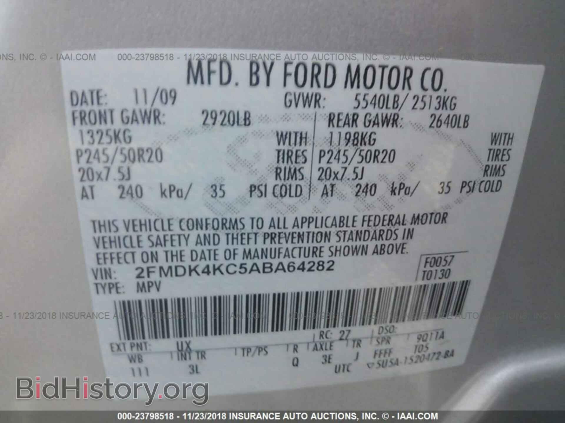 2010 FORD EDGE - VIN: 2FMDK4KC5ABA64282 - Фото 9