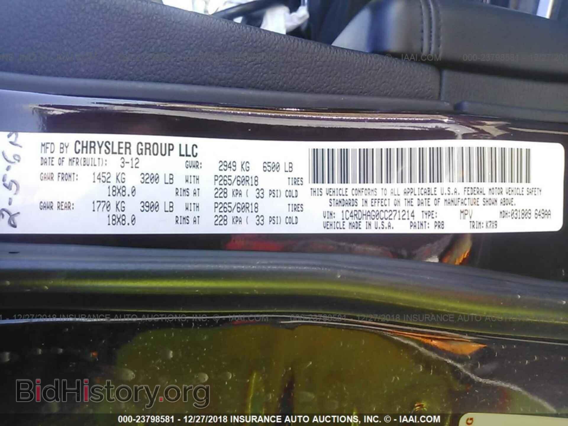 2012 DODGE DURANGO - VIN: 1C4RDHAG0CC271214 - Photo 9