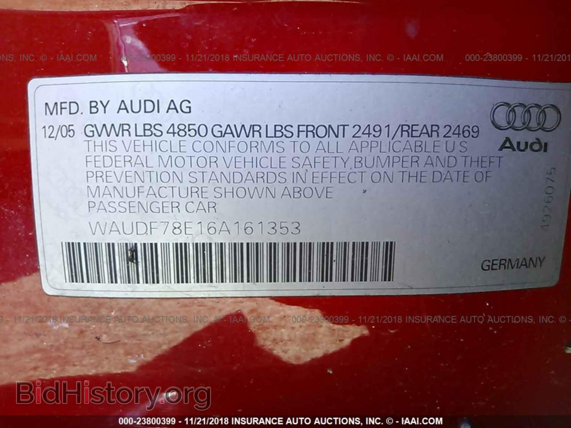 2006 AUDI A4 - VIN: WAUDF78E16A161353 - Фото 9