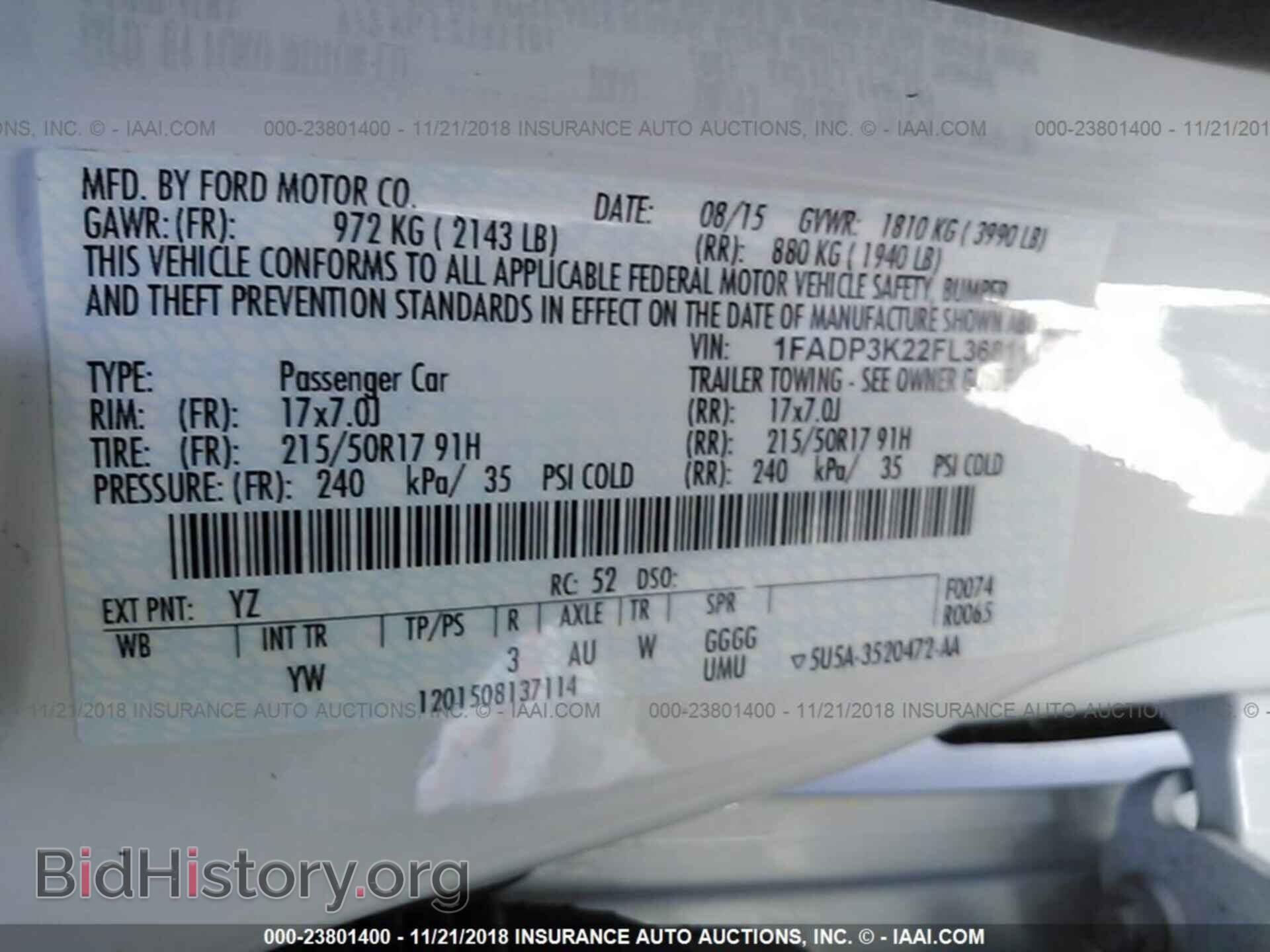 2015 FORD FOCUS - VIN: 1FADP3K22FL368111 - Фото 9