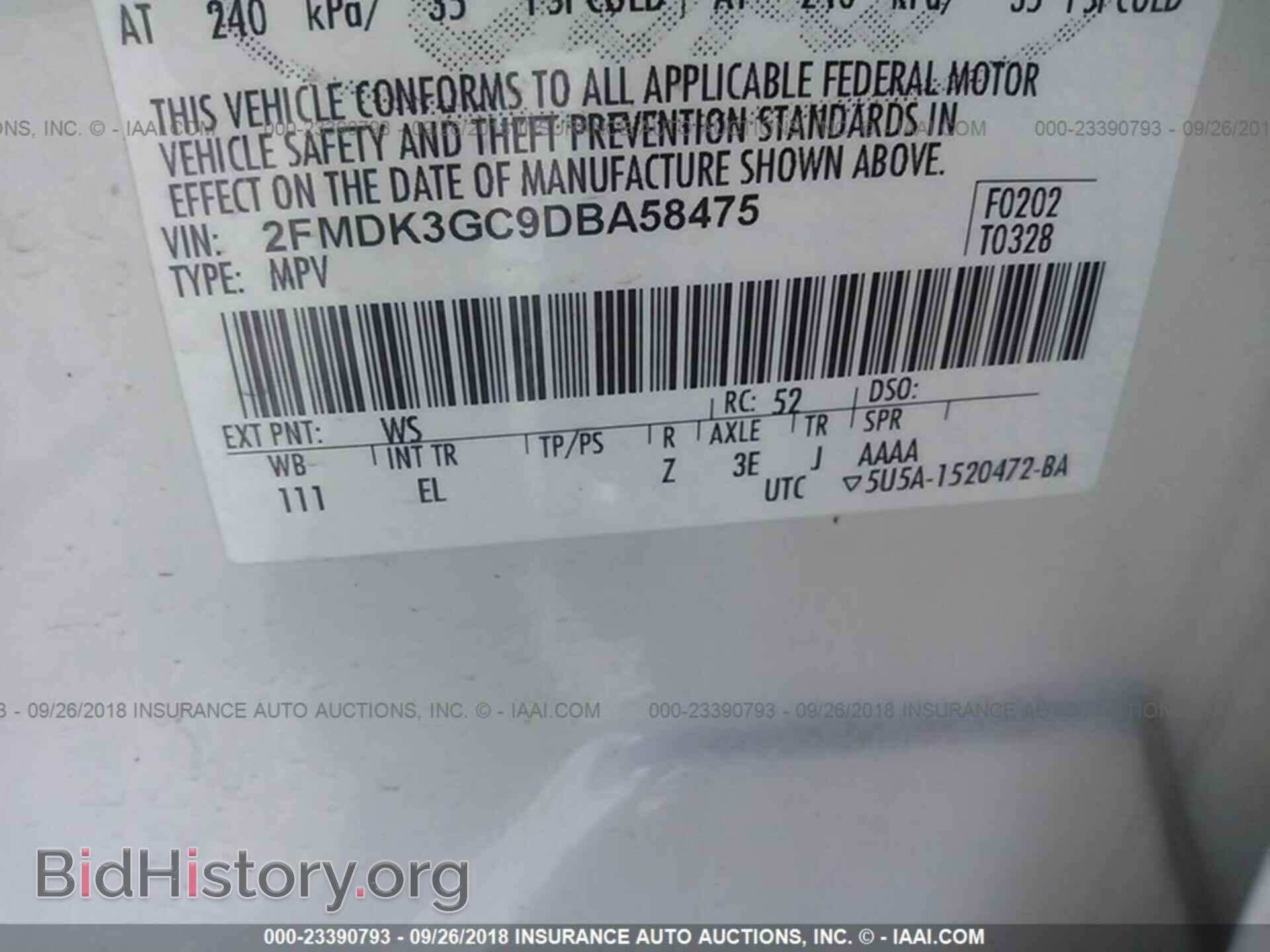 2013 FORD EDGE - VIN: 2FMDK3GC9DBA58475 - Фото 9