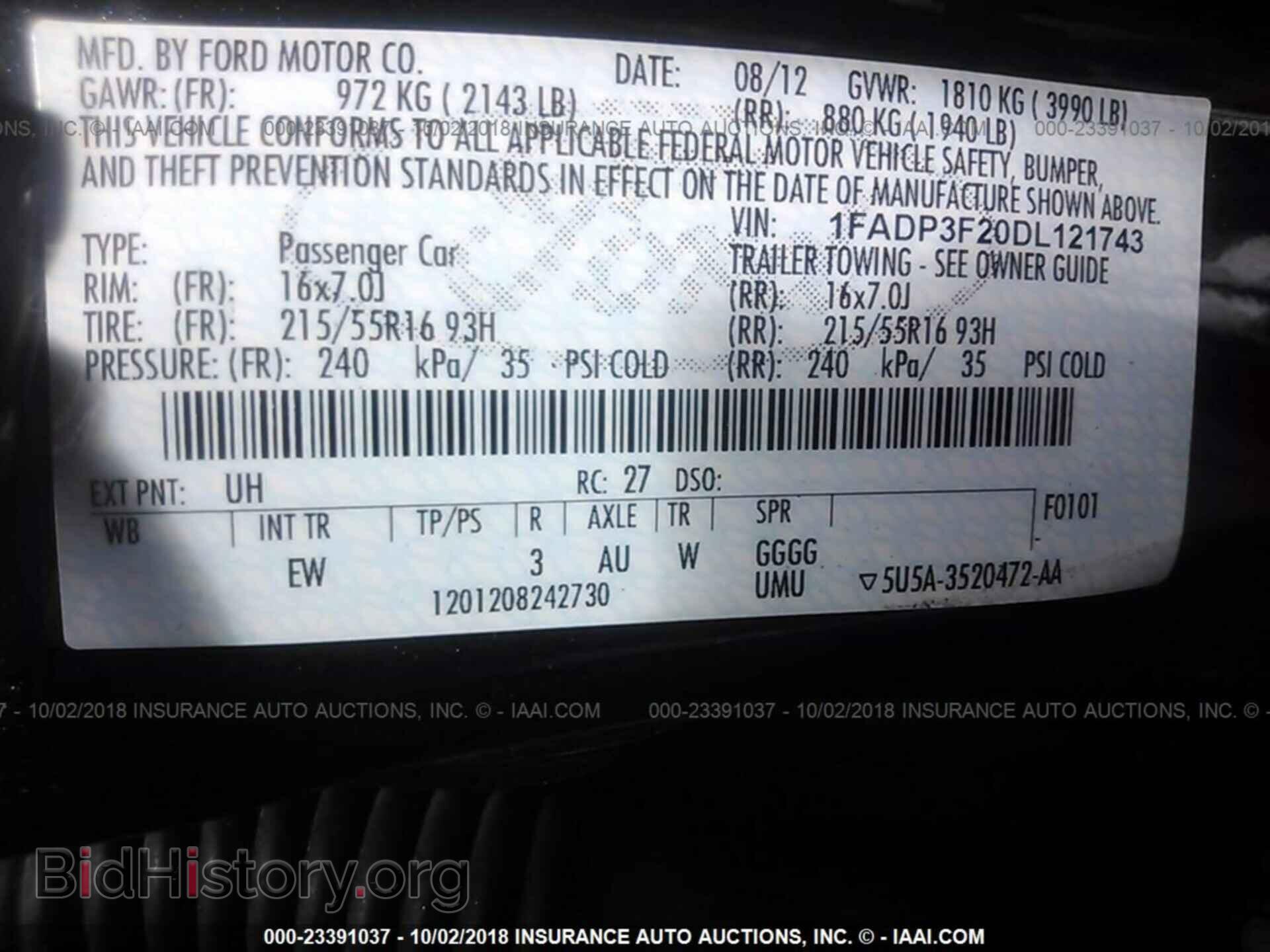 2013 FORD FOCUS - VIN: 1FADP3F20DL121743 - Фото 9