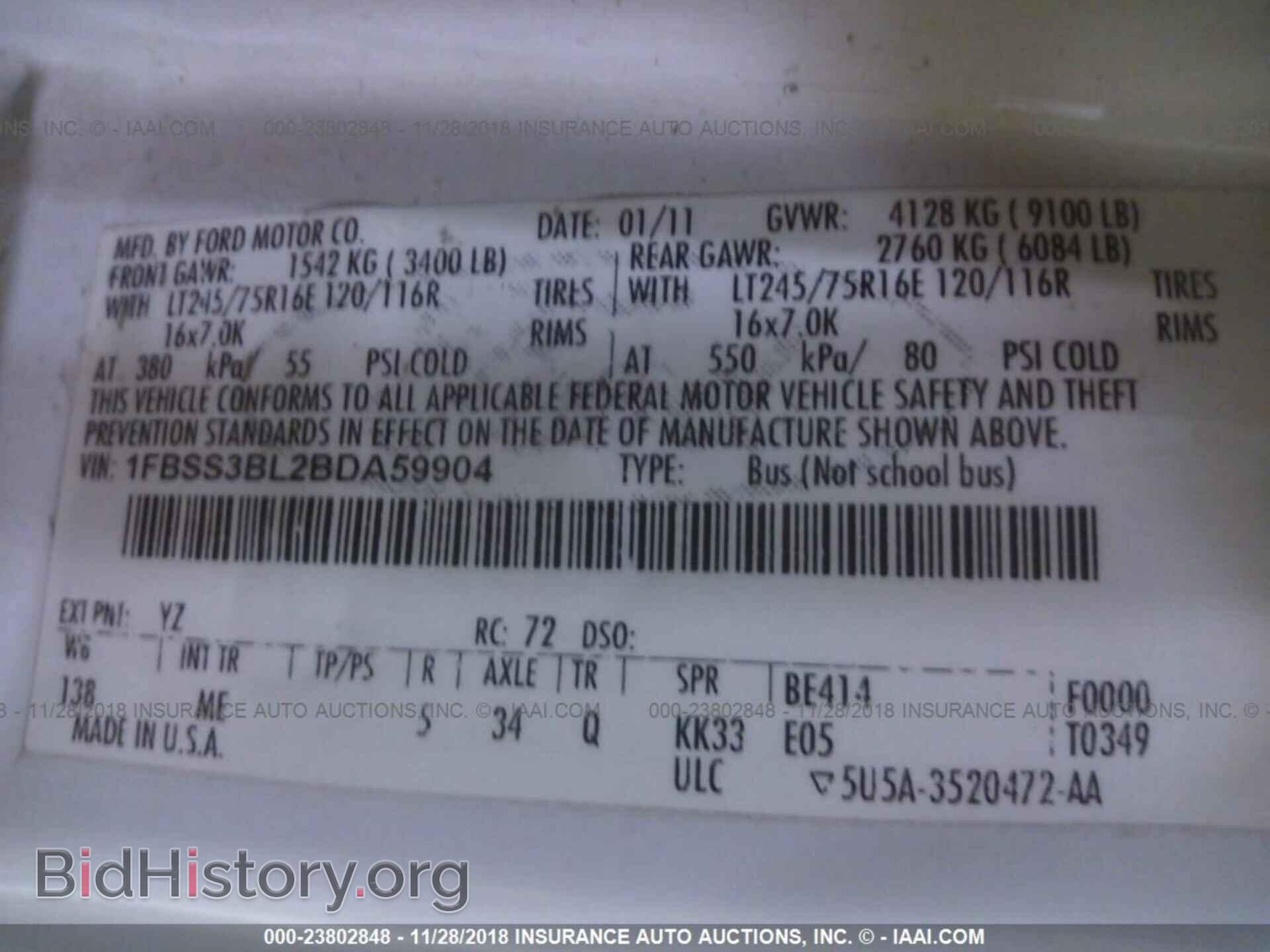 2011 FORD ECONOLINE - VIN: 1FBSS3BL2BDA59904 - Photo 9