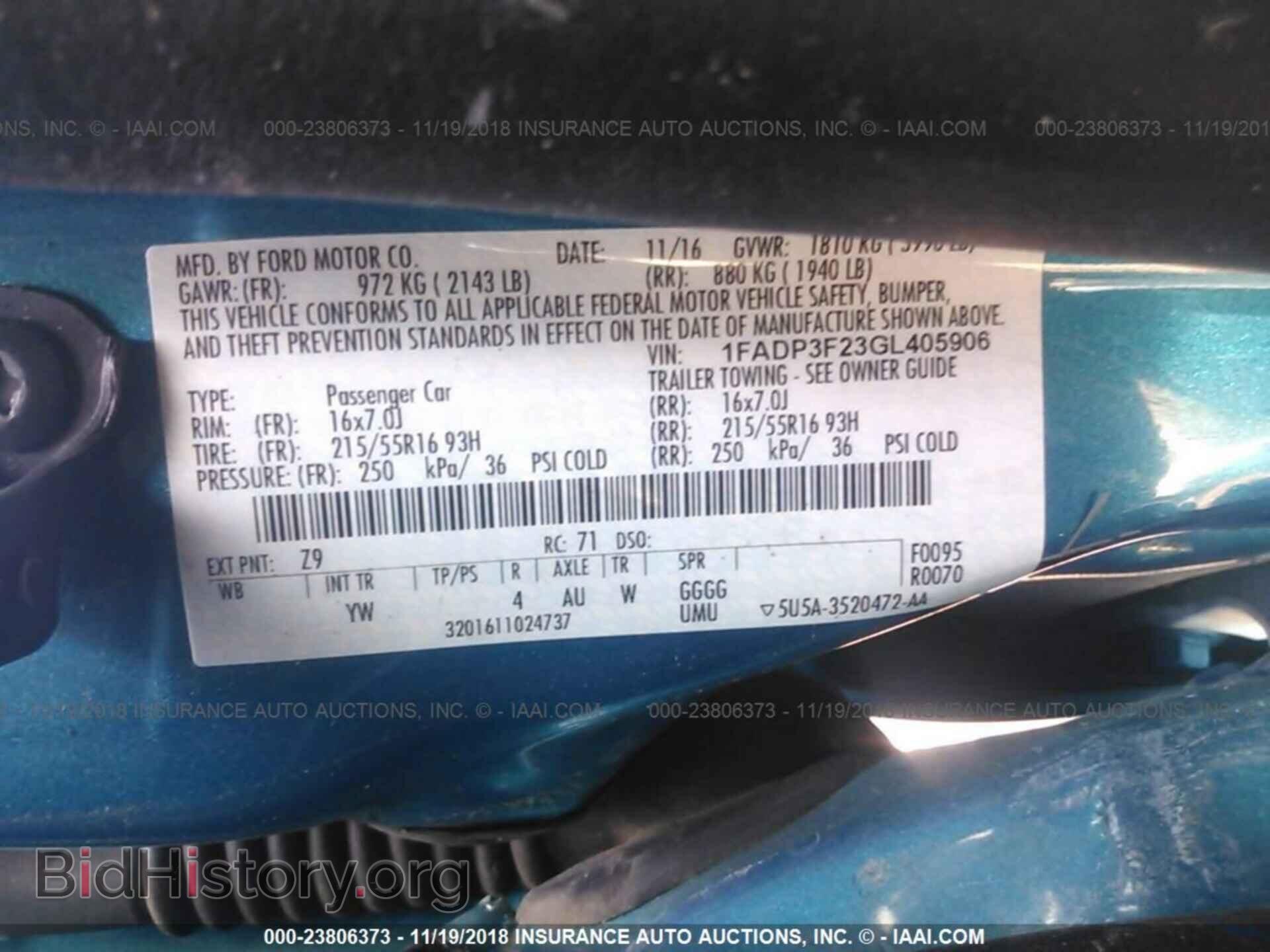 2016 FORD FOCUS - VIN: 1FADP3F23GL405906 - Фото 9