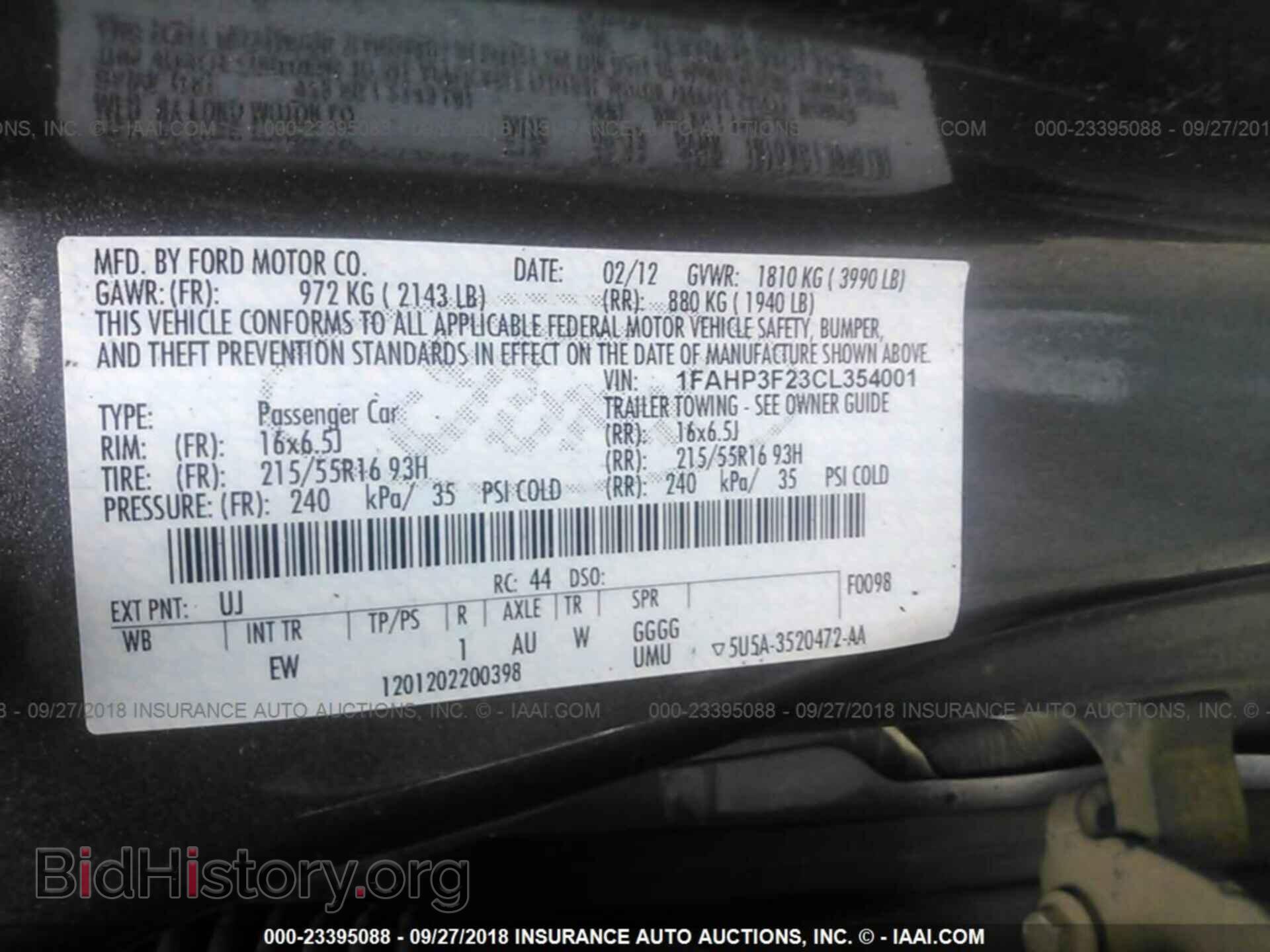 2012 FORD FOCUS - VIN: 1FAHP3F23CL354001 - Photo 9