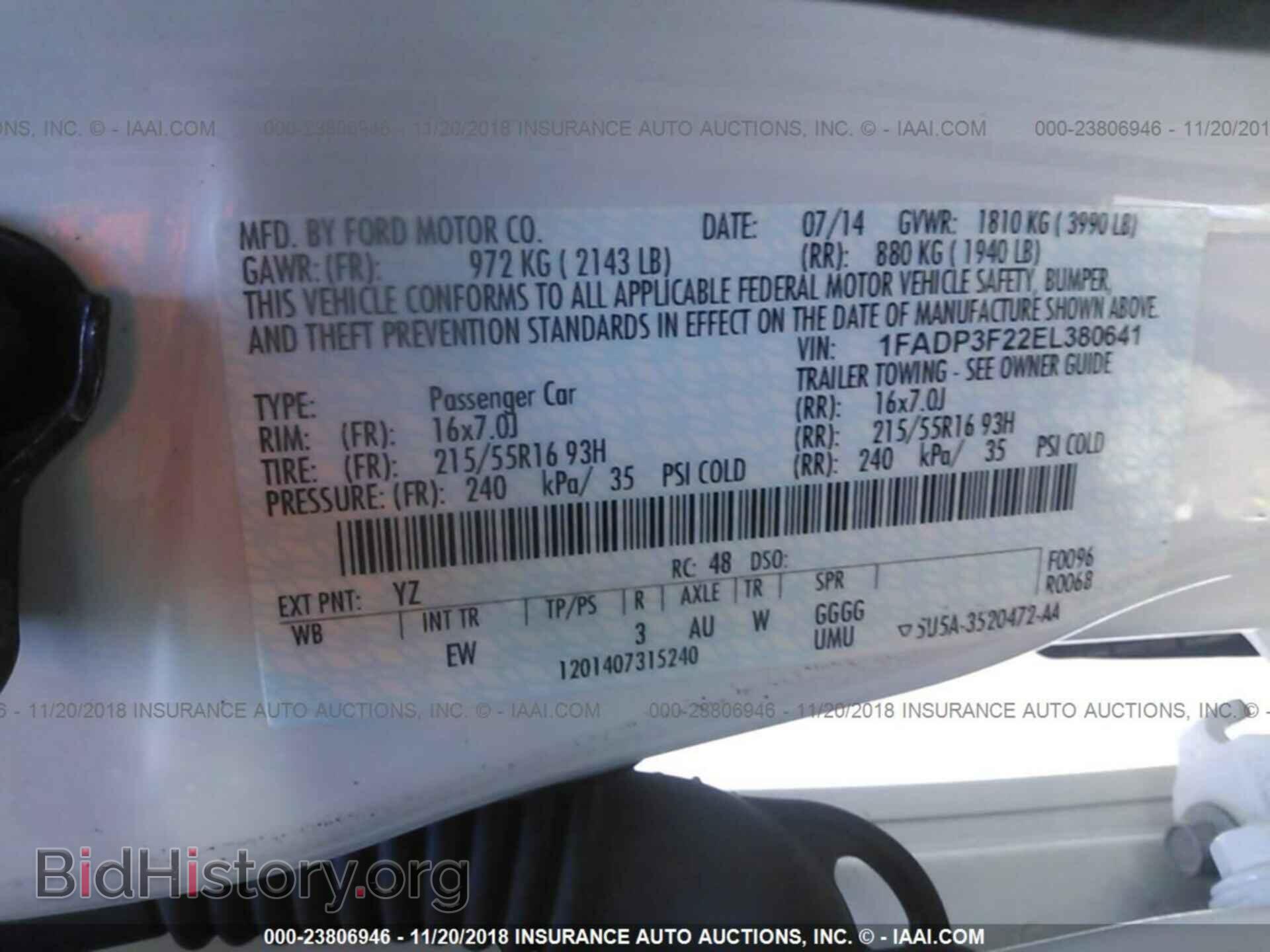 2014 FORD FOCUS - VIN: 1FADP3F22EL380641 - Фото 9