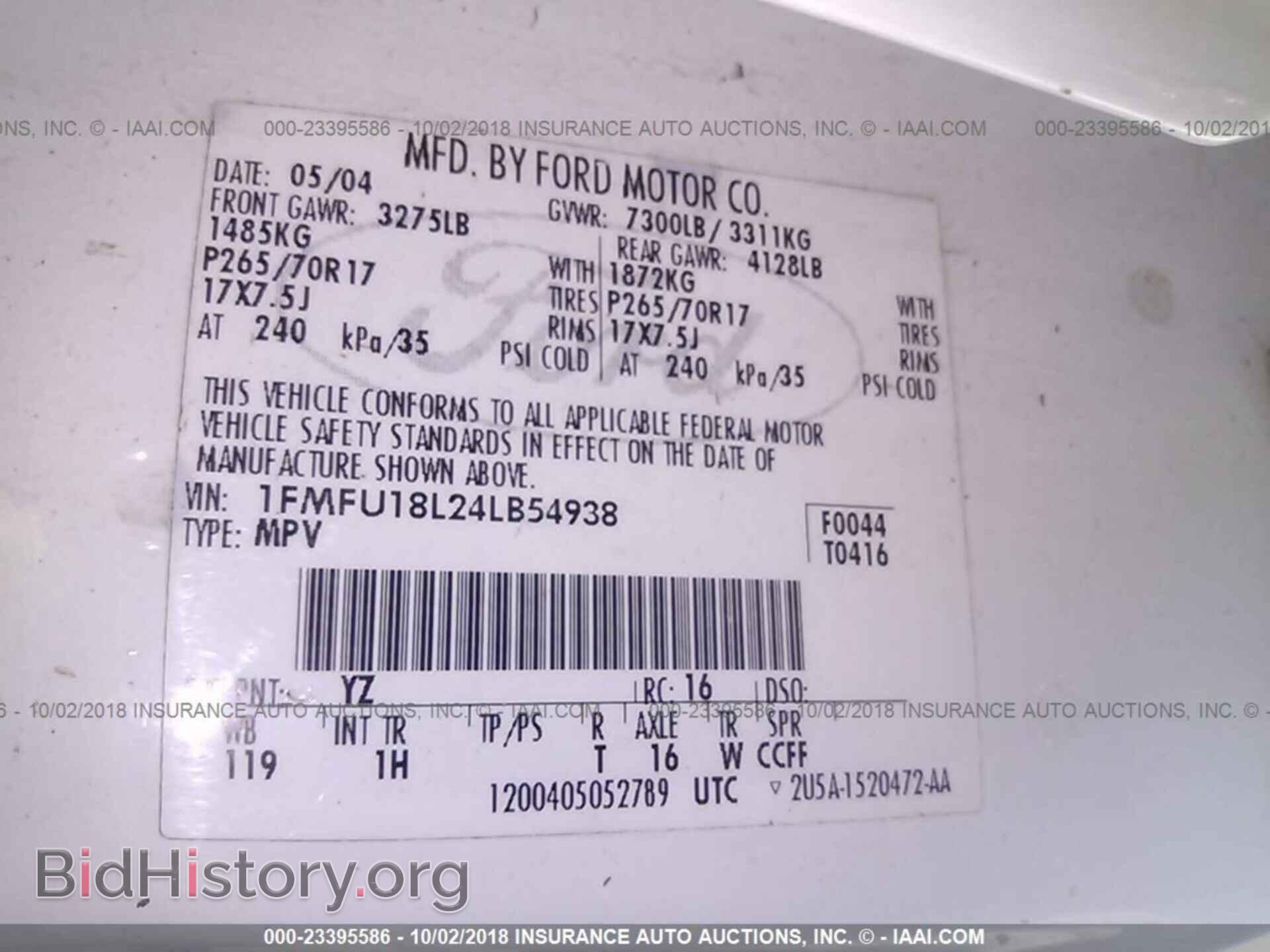 2004 FORD EXPEDITION - VIN: 1FMFU18L24LB54938 - Фото 9