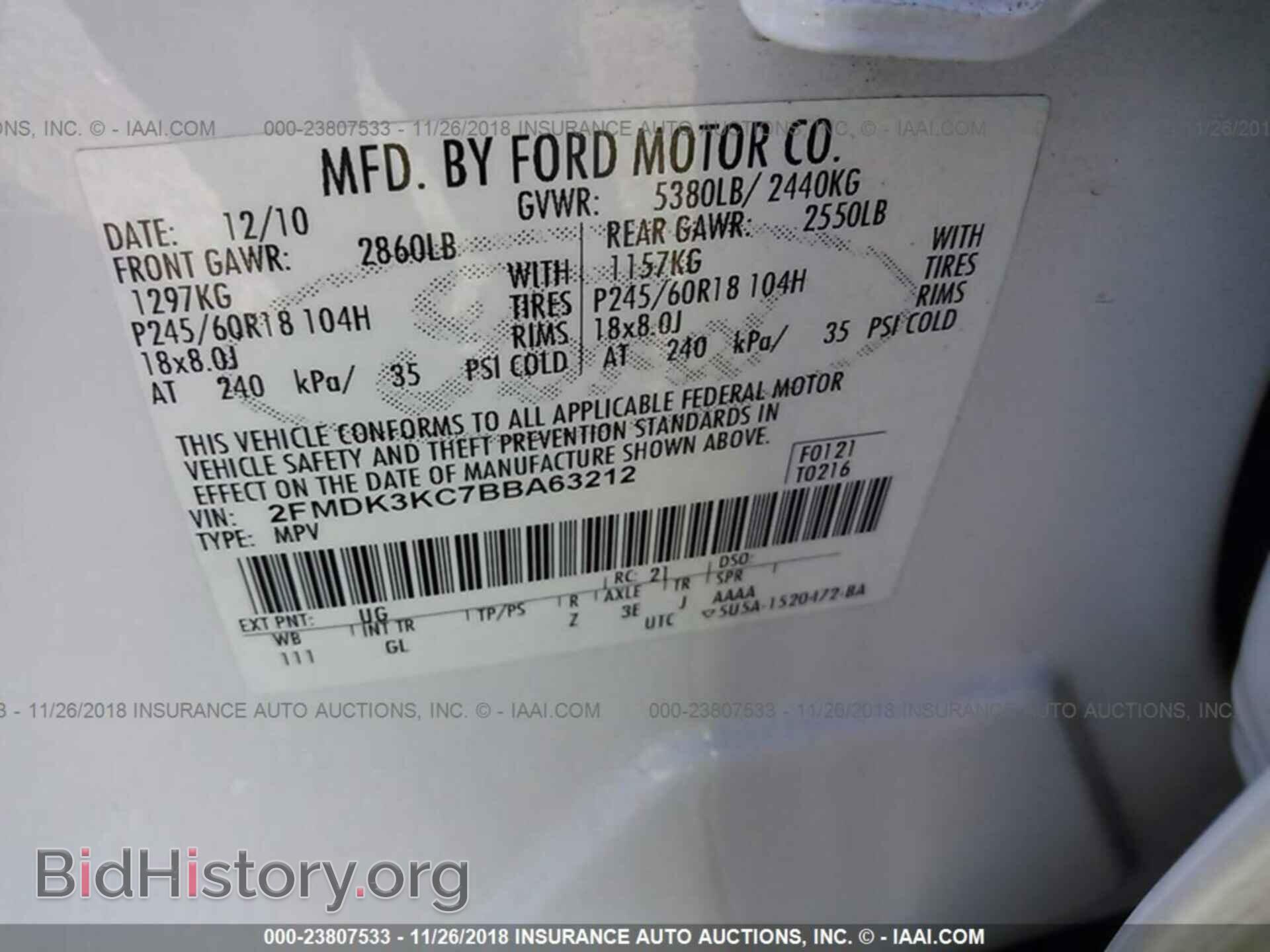 2011 FORD EDGE - VIN: 2FMDK3KC7BBA63212 - Фото 9