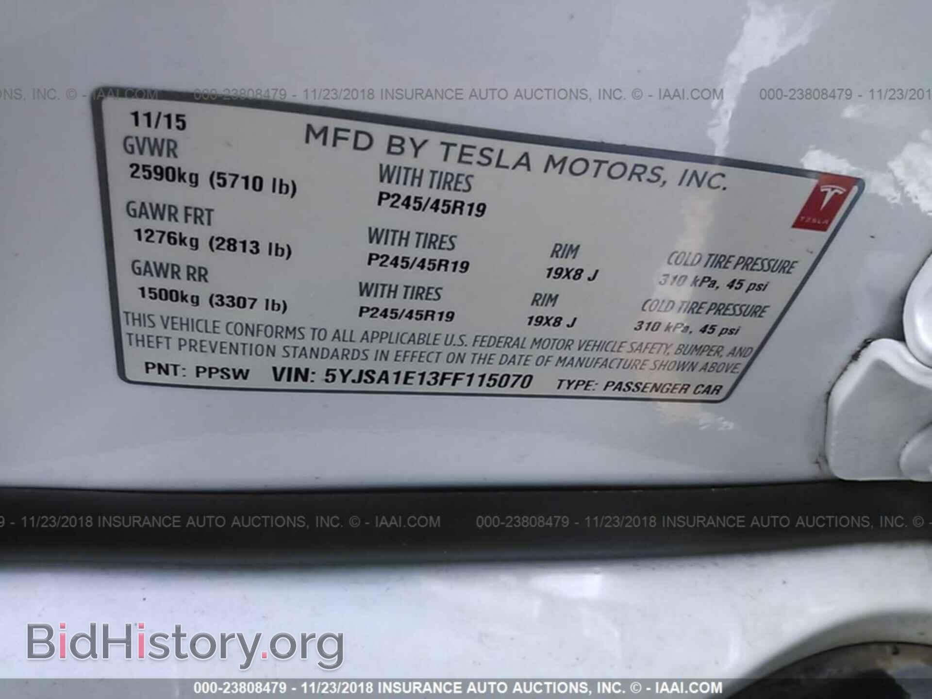 2015 TESLA MODEL S - VIN: 5YJSA1E13FF115070 - Фото 9