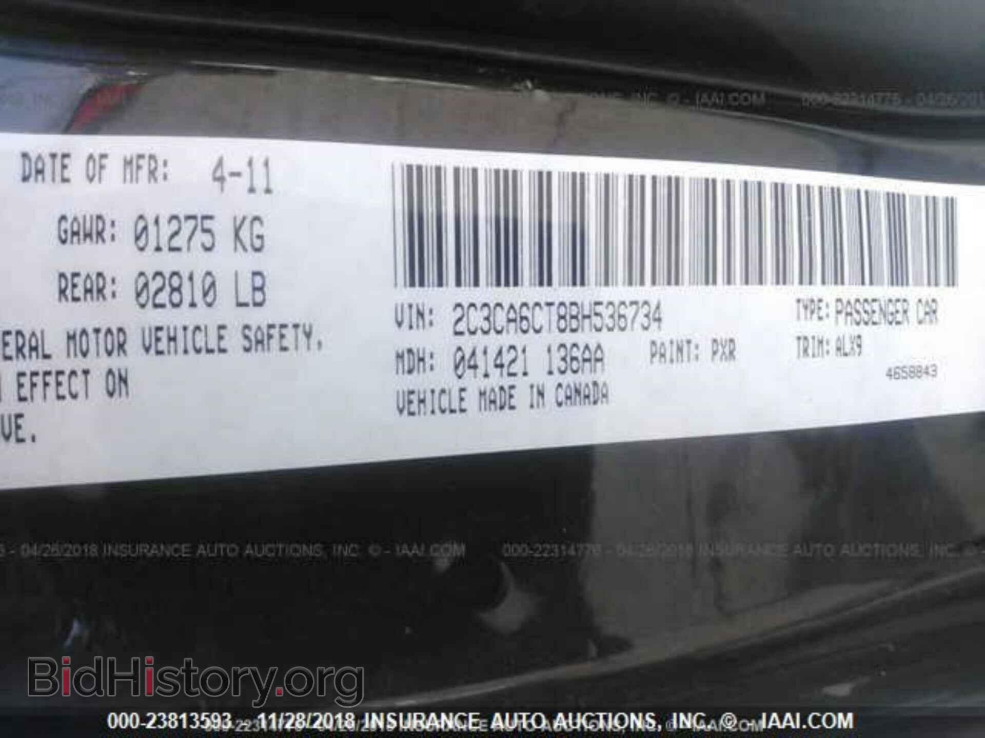 2011 CHRYSLER 300C - VIN: 2C3CA6CT8BH536734 - Фото 9