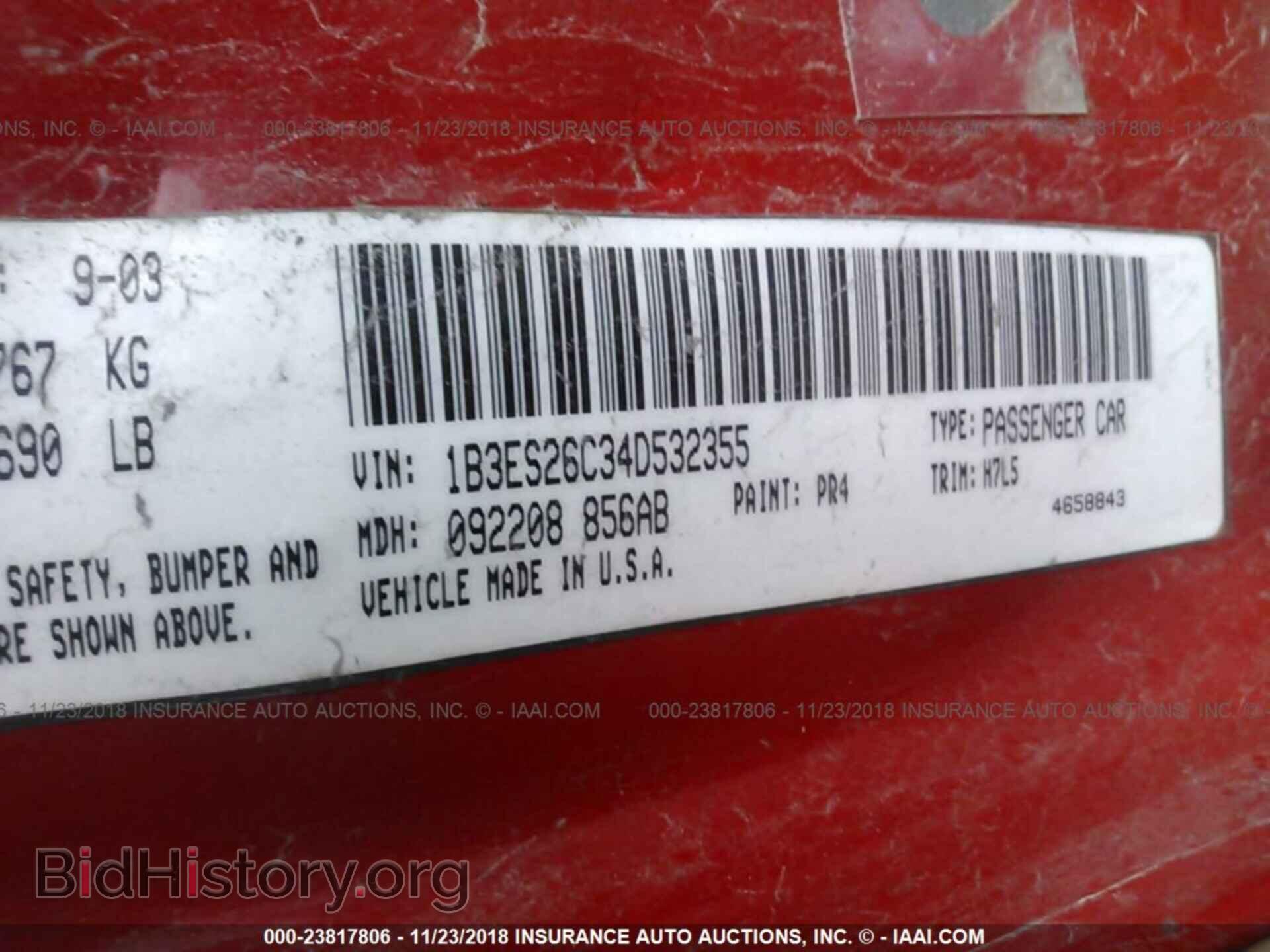 2004 DODGE NEON - VIN: 1B3ES26C34D532355 - Фото 9