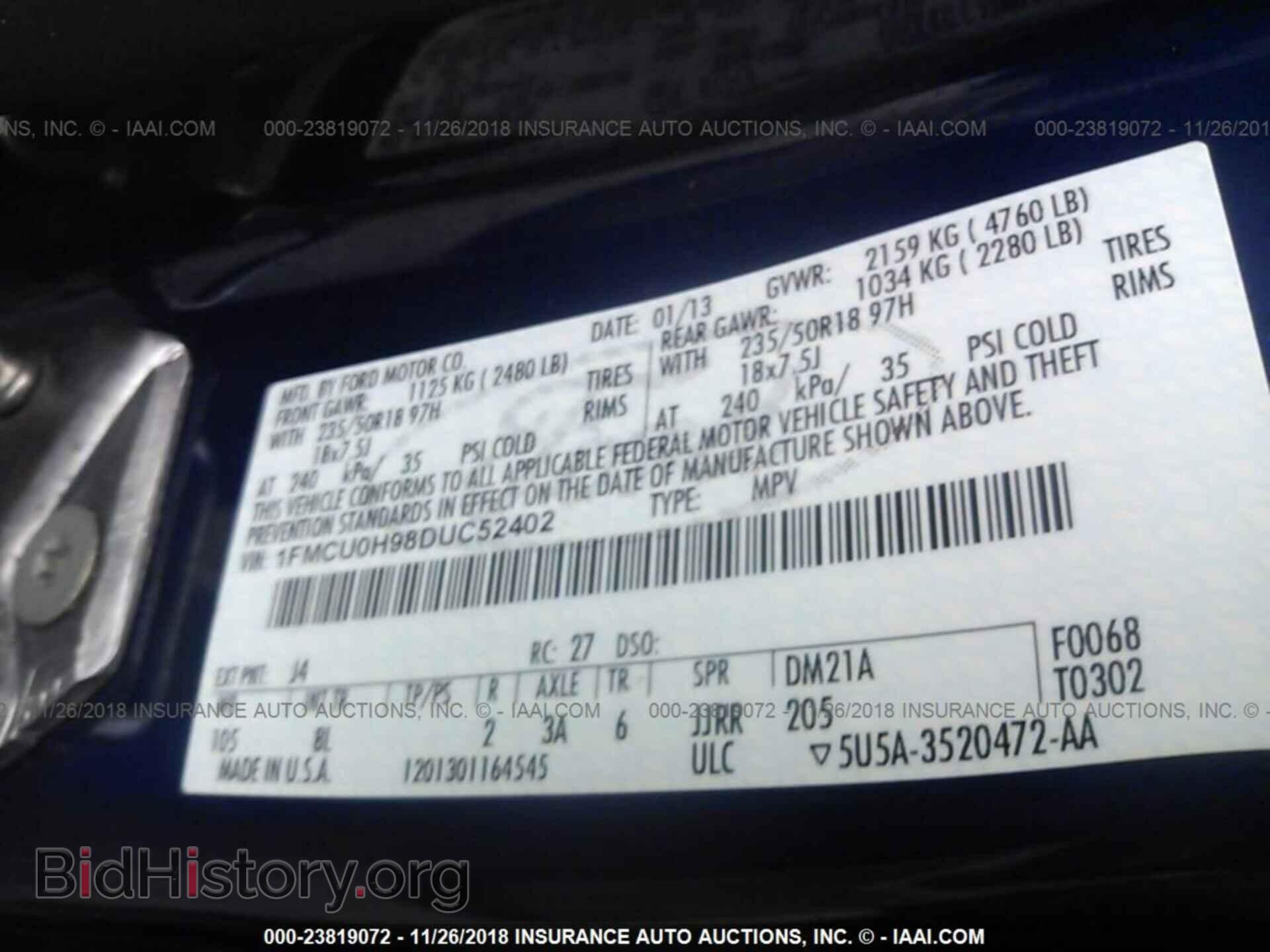 2013 Ford Escape - VIN: 1FMCU0H98DUC52402 - Фото 9