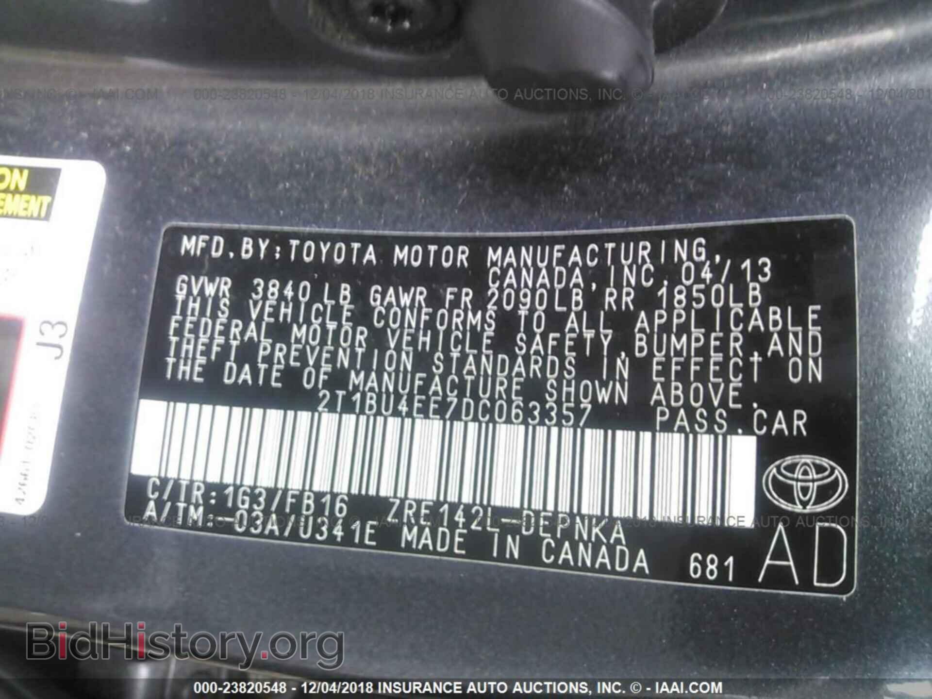 2013 TOYOTA COROLLA - VIN: 2T1BU4EE7DC063357 - Фото 9