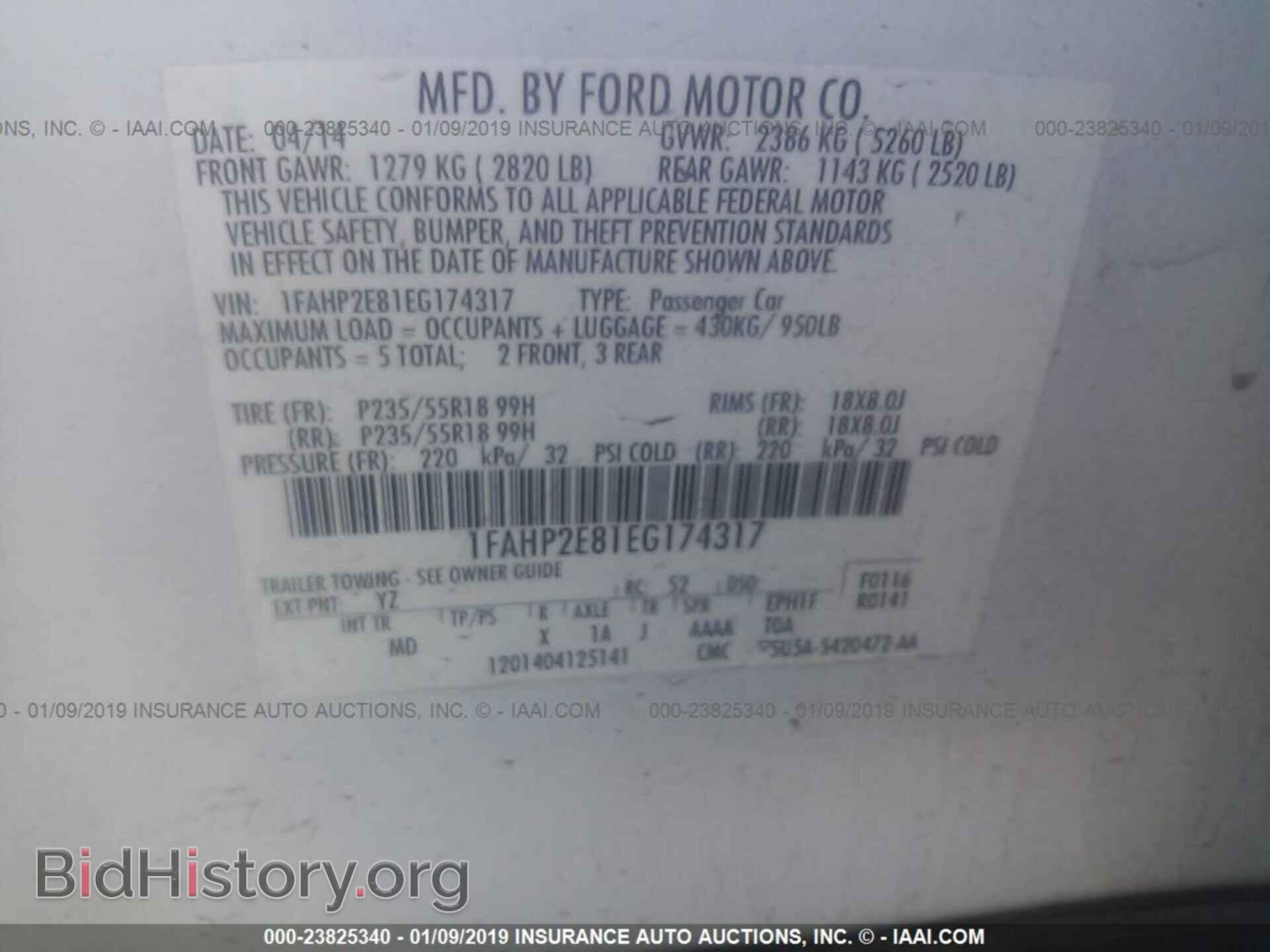 2014 FORD TAURUS - VIN: 1FAHP2E81EG174317 - Фото 9