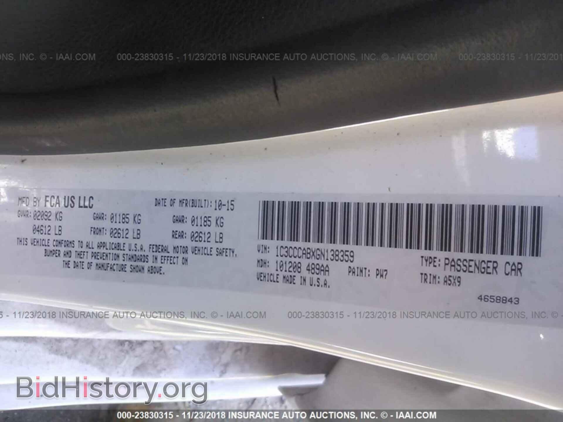 2016 CHRYSLER 200 - VIN: 1C3CCCABXGN138359 - Photo 9