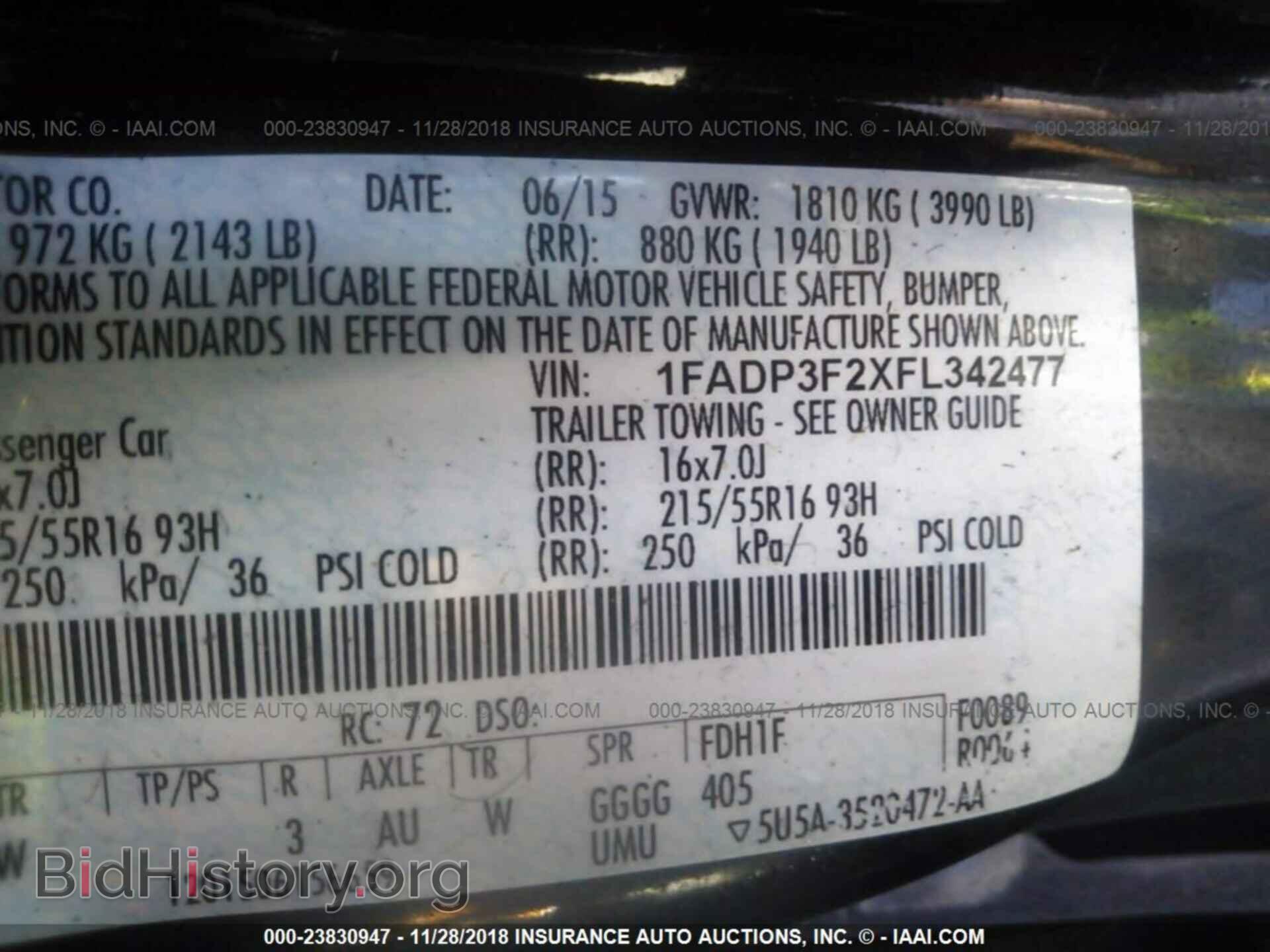 2015 FORD FOCUS - VIN: 1FADP3F2XFL342477 - Фото 9