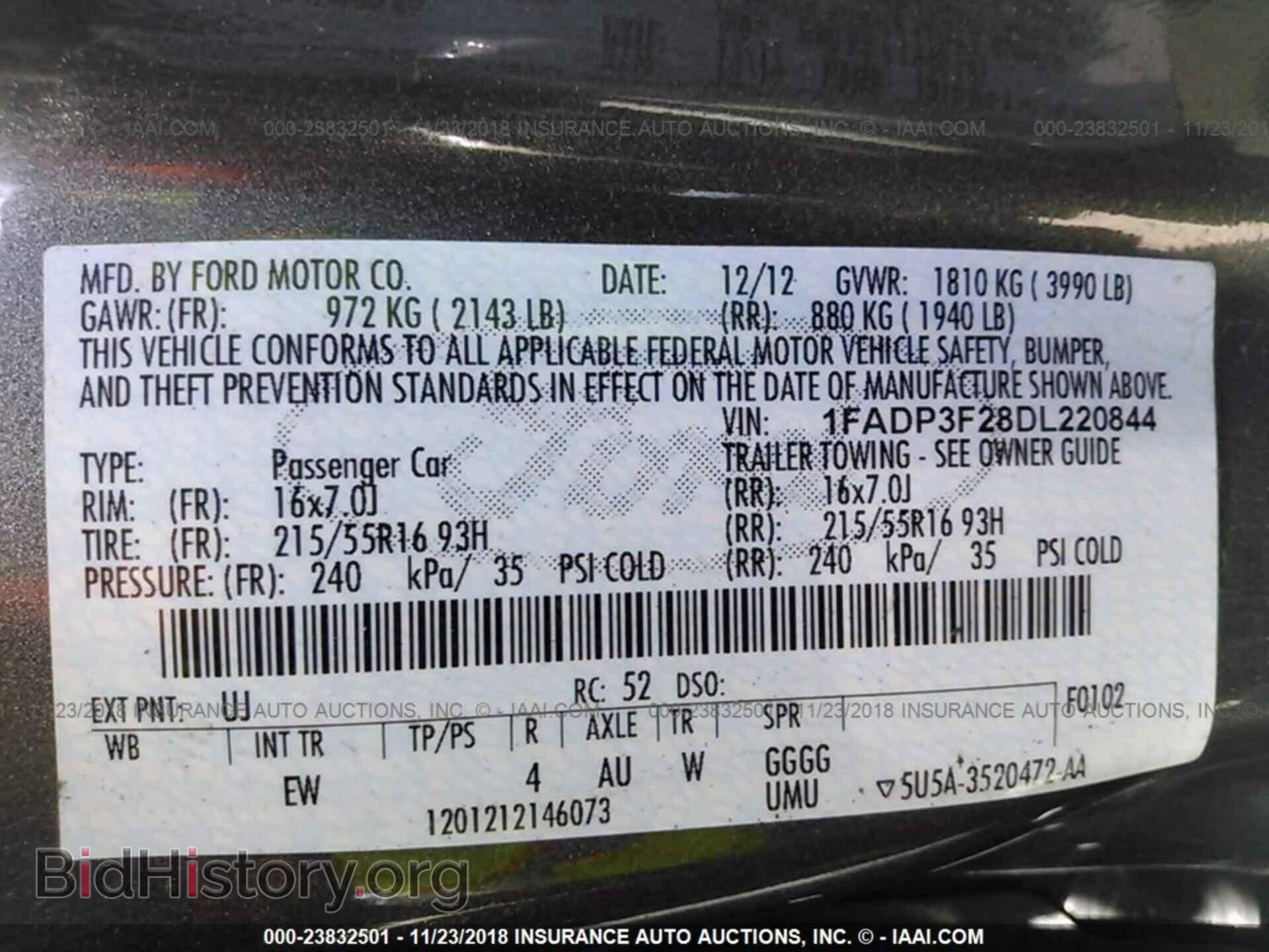 2013 FORD FOCUS - VIN: 1FADP3F28DL220844 - Фото 9