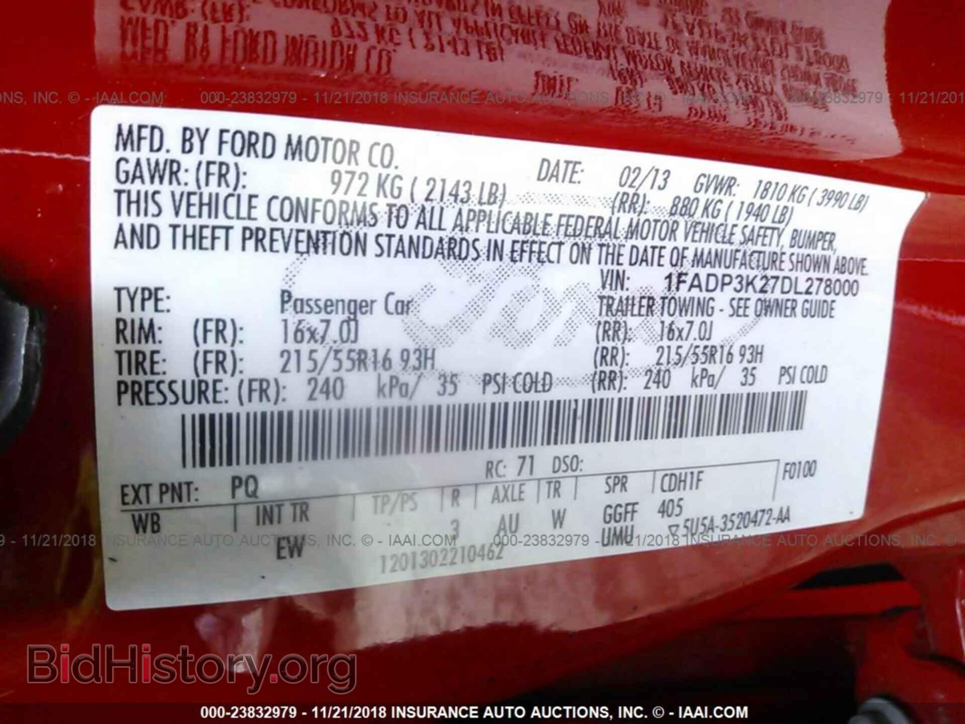 2013 FORD FOCUS - VIN: 1FADP3K27DL278000 - Фото 9