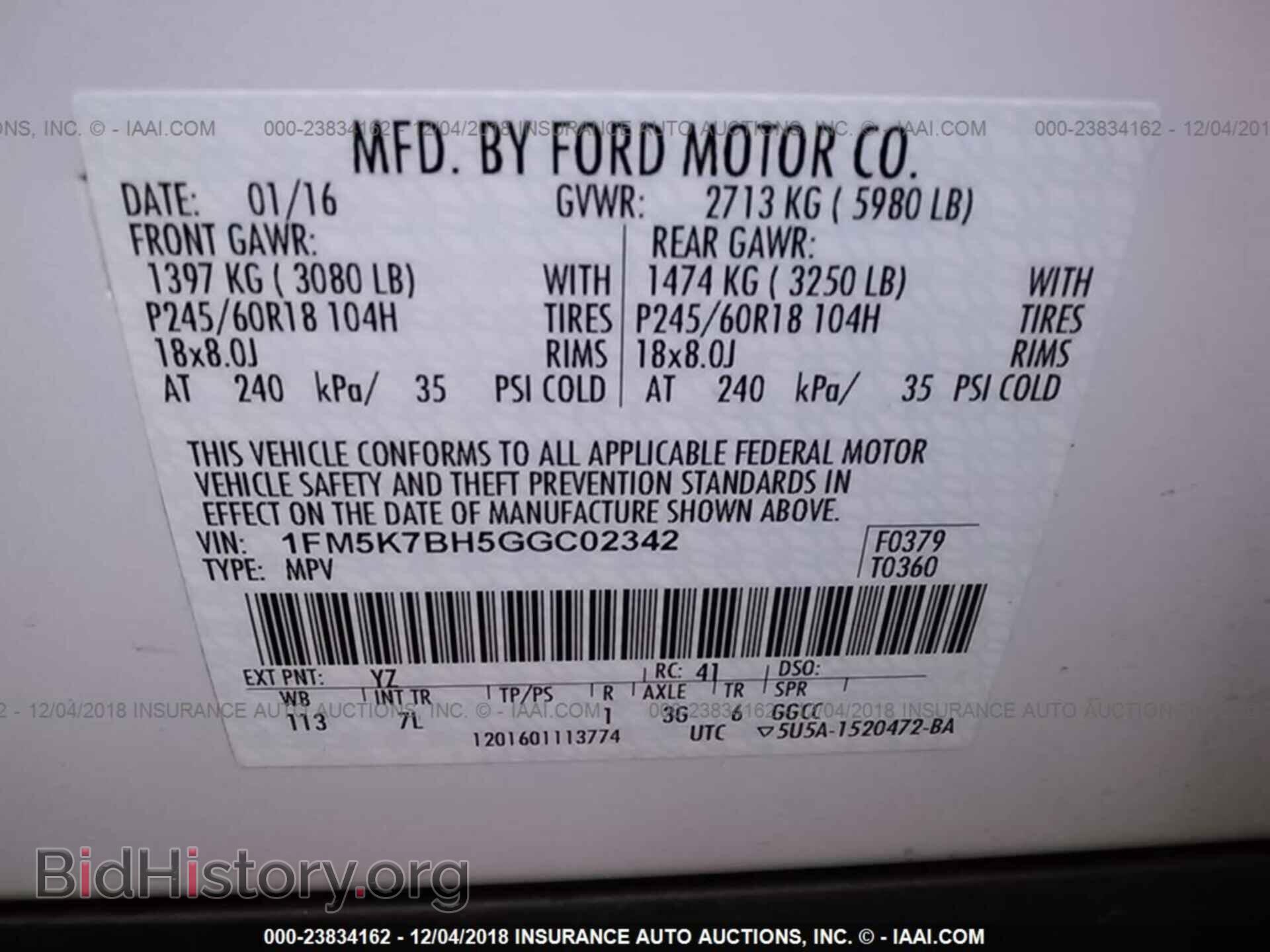2016 FORD EXPLORER - VIN: 1FM5K7BH5GGC02342 - Photo 9
