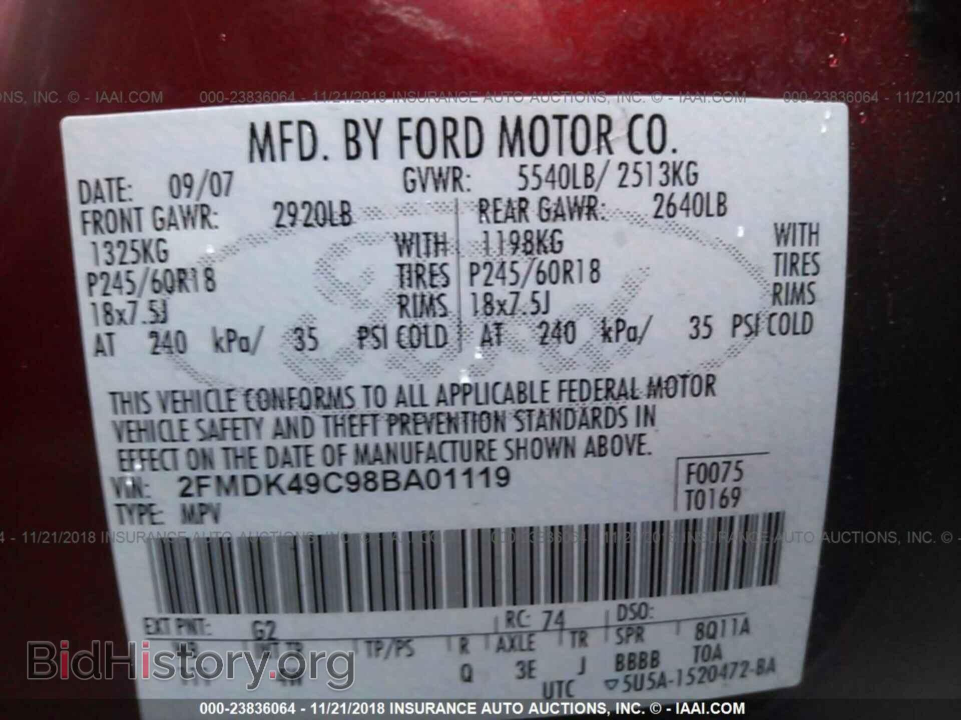 2008 FORD EDGE - VIN: 2FMDK49C98BA01119 - Photo 9