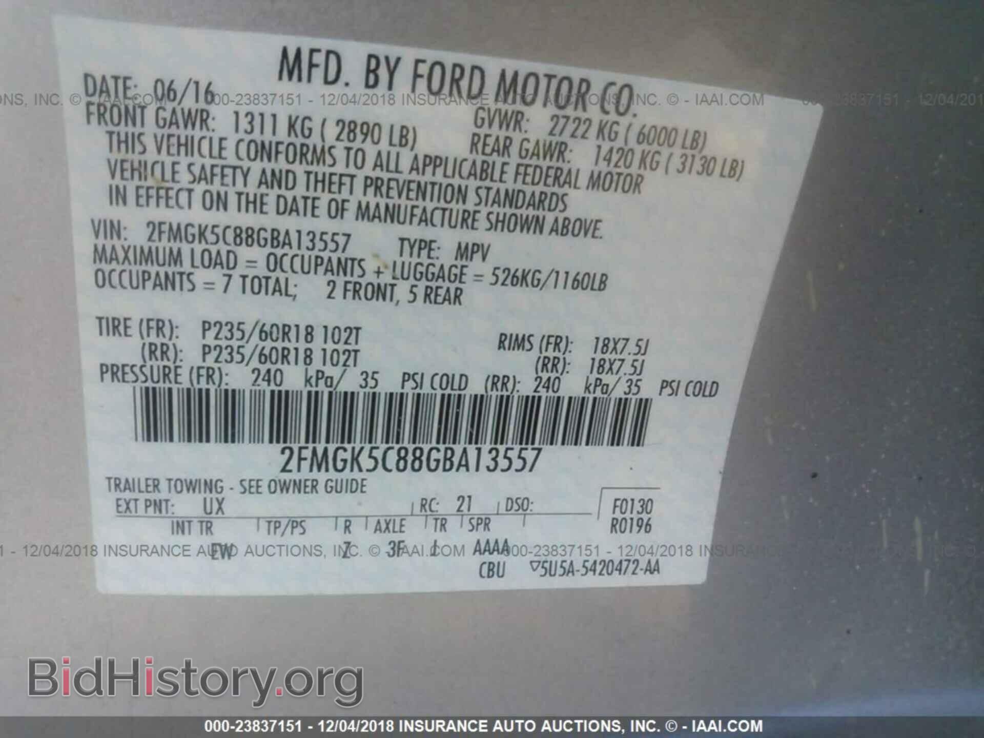 2016 FORD FLEX - VIN: 2FMGK5C88GBA13557 - Фото 9