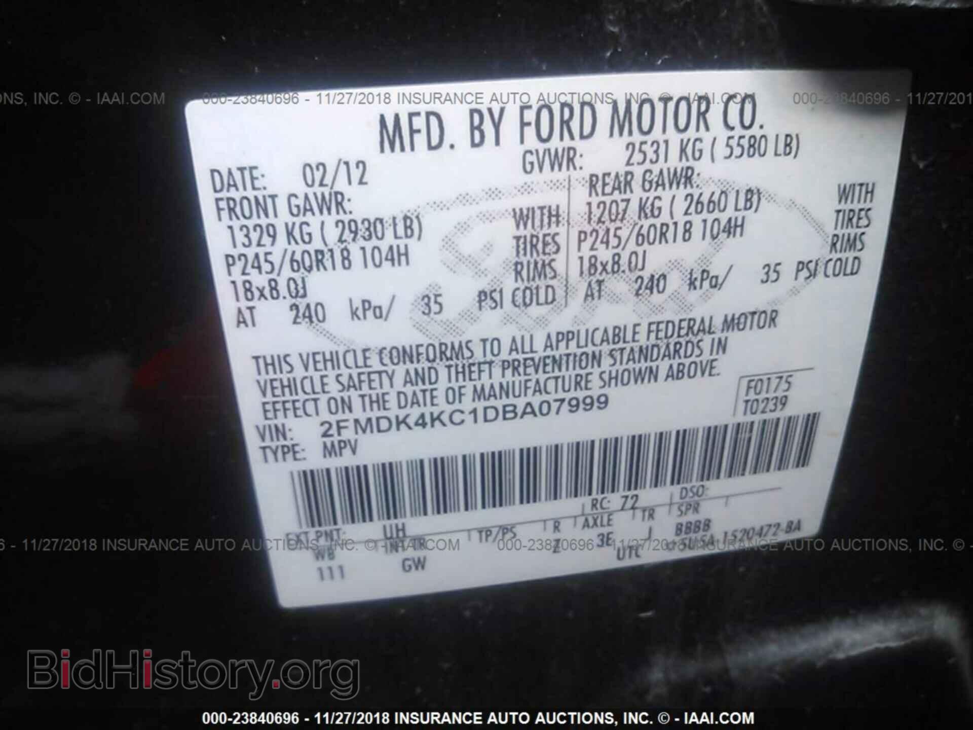 2013 FORD EDGE - VIN: 2FMDK4KC1DBA07999 - Фото 9