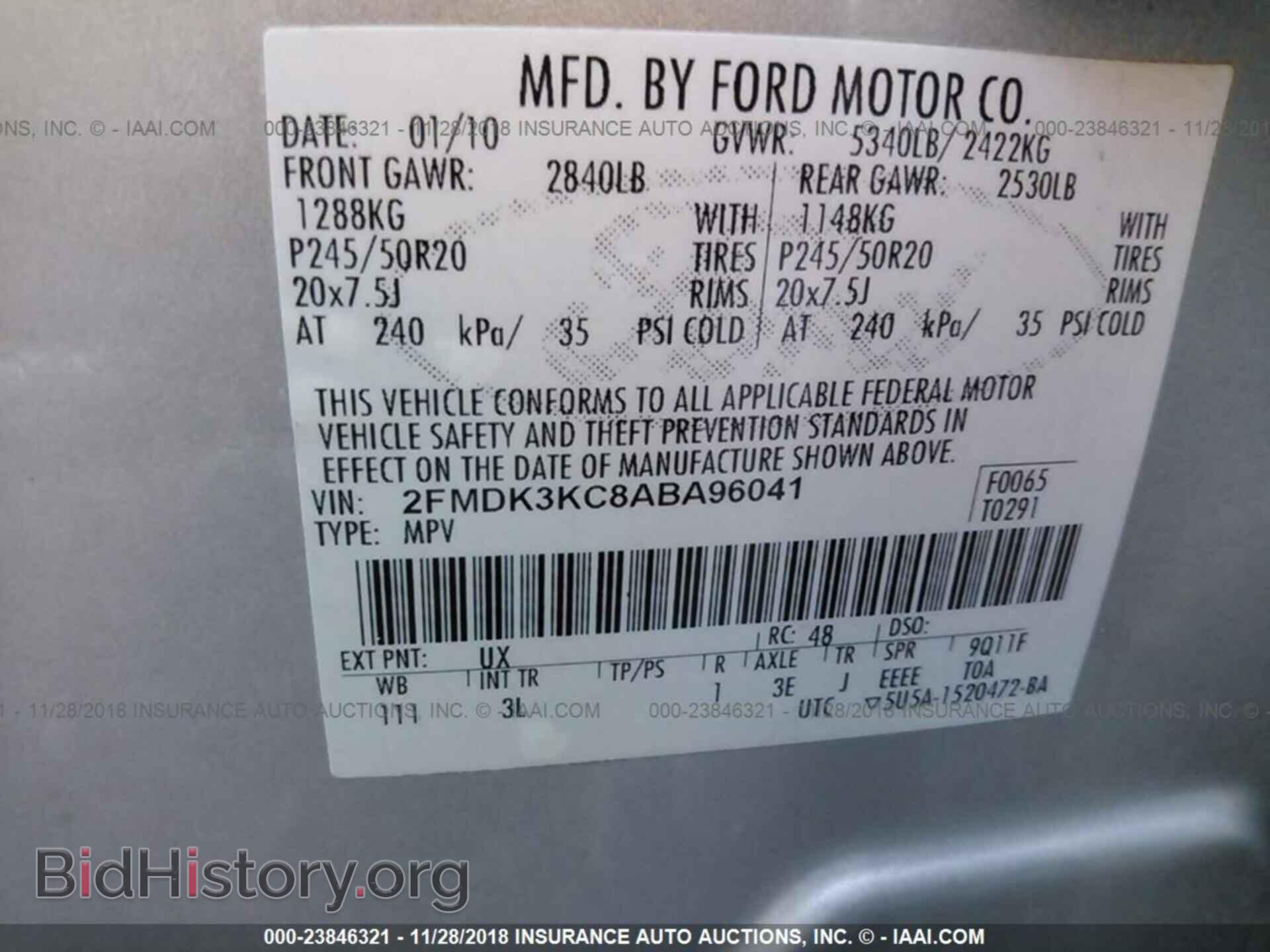 2010 FORD EDGE - VIN: 2FMDK3KC8ABA96041 - Photo 9