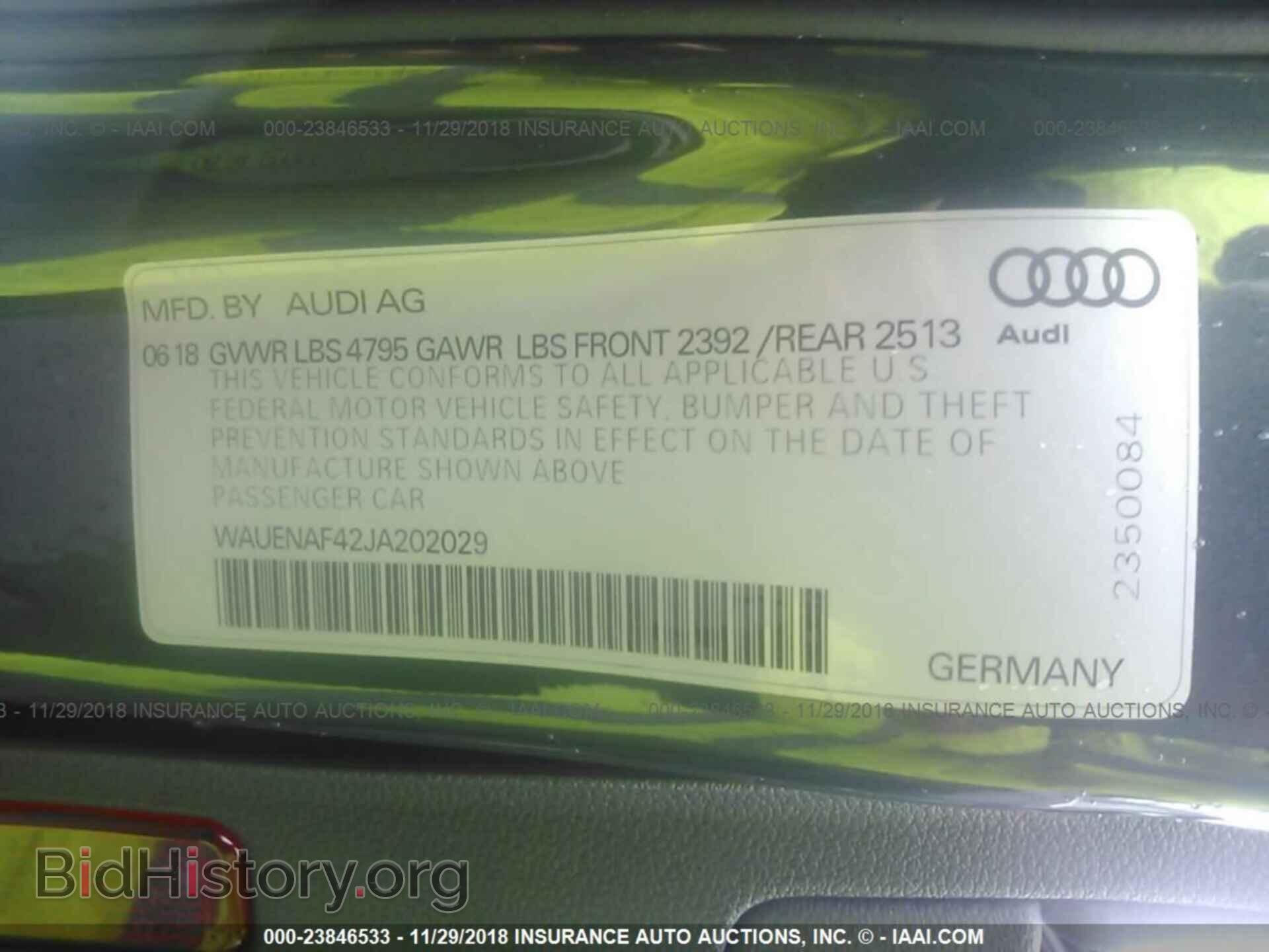 2018 AUDI A4 - VIN: WAUENAF42JA202029 - Photo 9