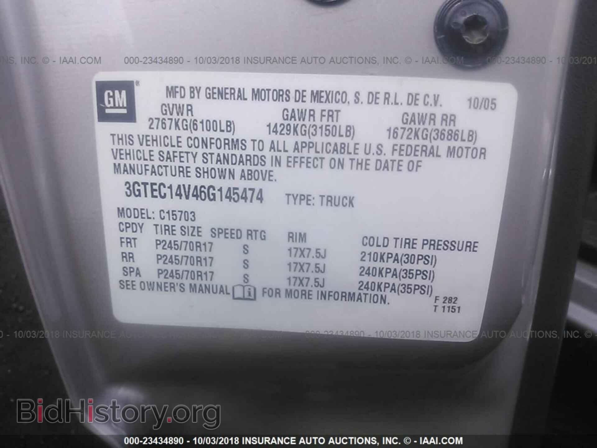 2006 GMC NEW SIERRA - VIN: 3GTEC14V46G145474 - Фото 9