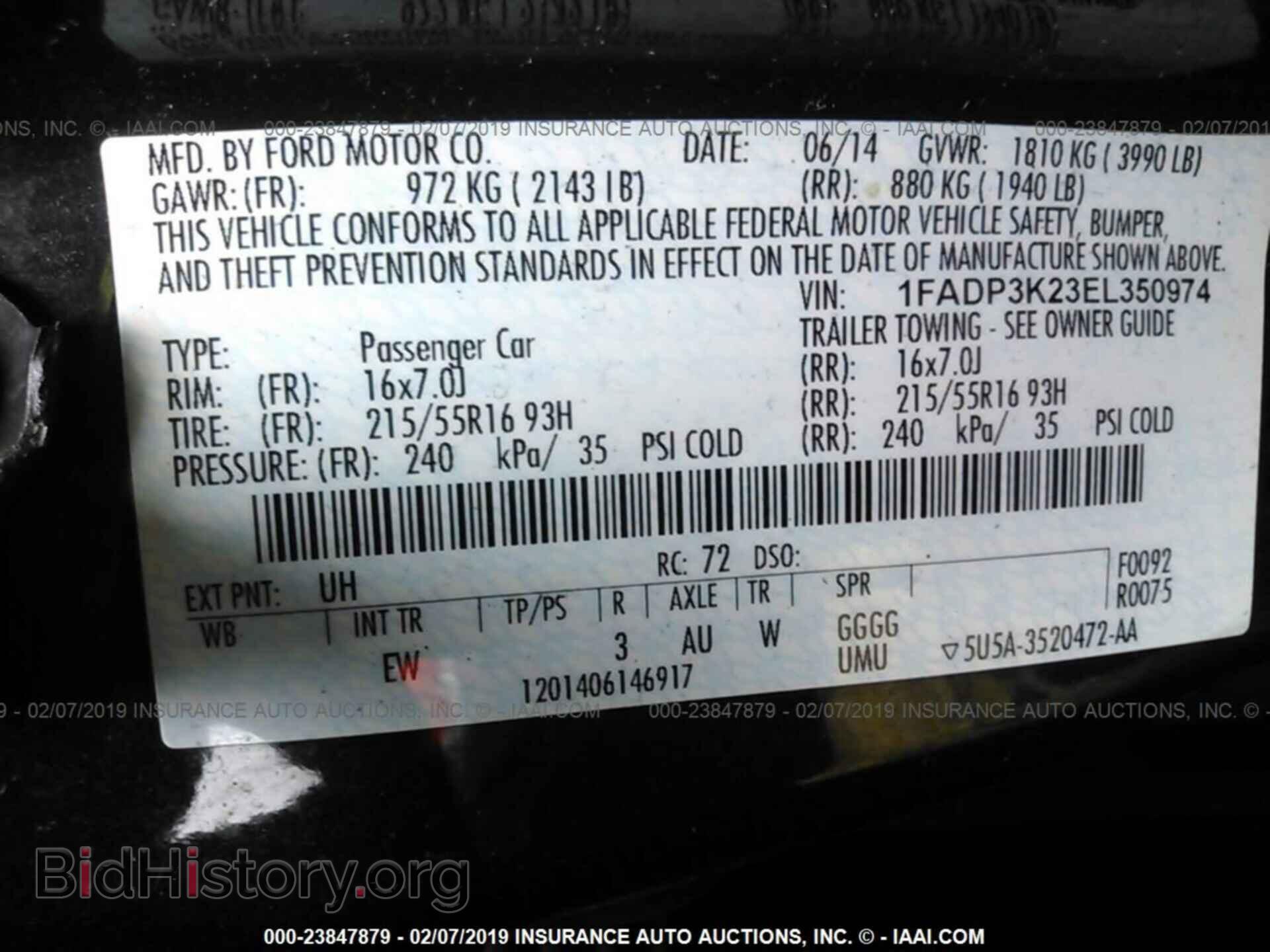2014 FORD FOCUS - VIN: 1FADP3K23EL350974 - Фото 9