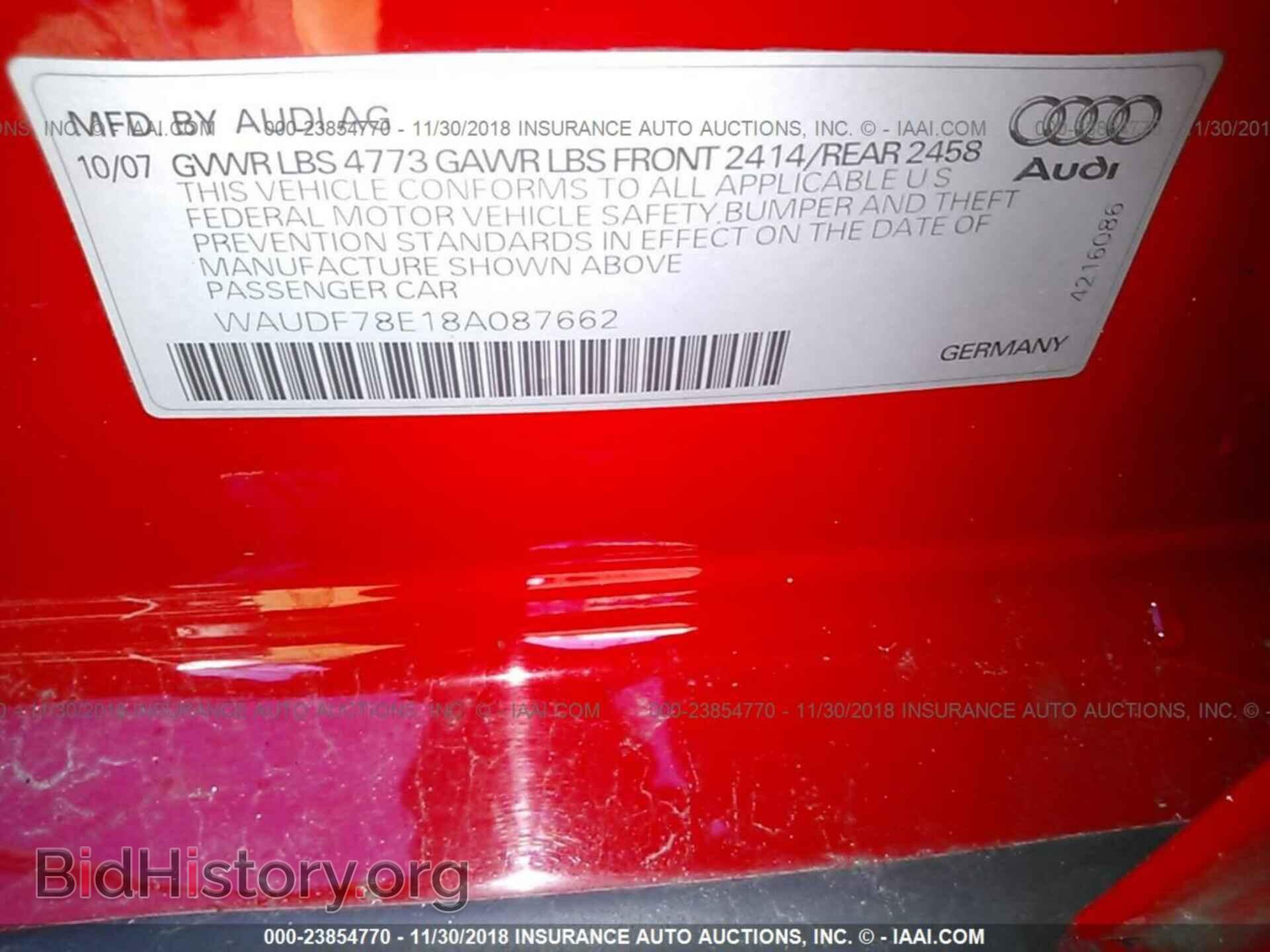 2008 AUDI A4 - VIN: WAUDF78E18A087662 - Photo 9