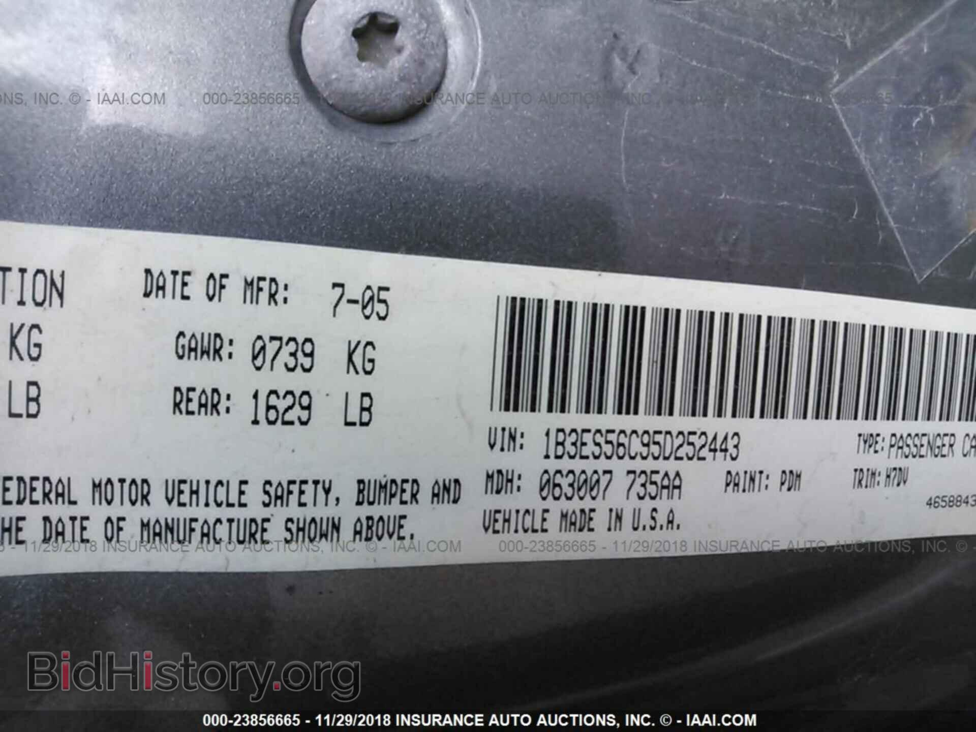 2005 DODGE NEON - VIN: 1B3ES56C95D252443 - Фото 9