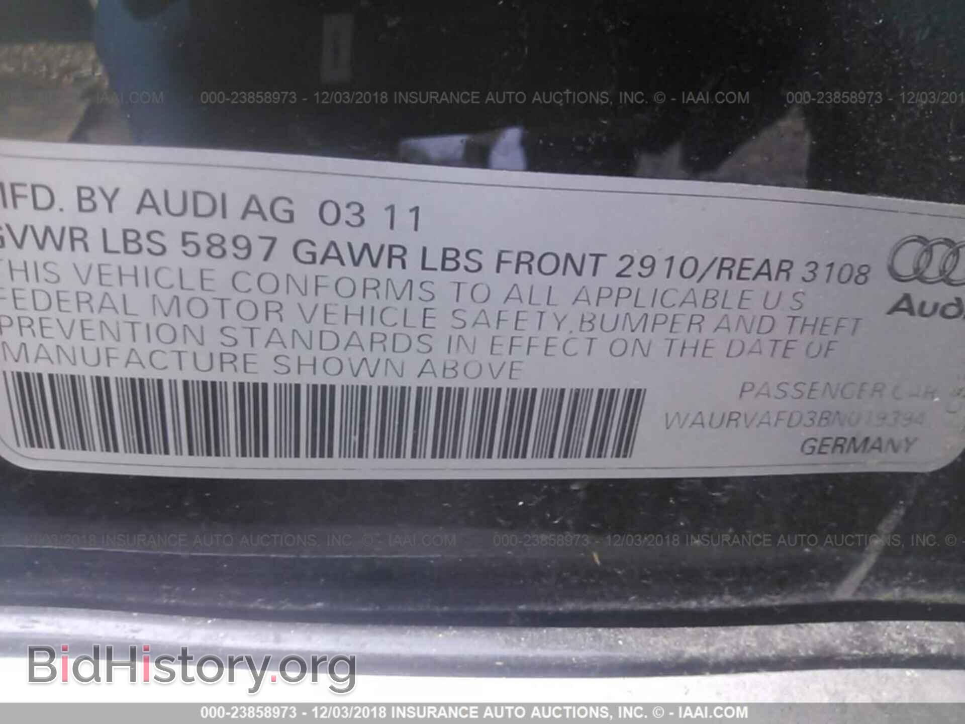 2011 AUDI A8 - VIN: WAURVAFD3BN019394 - Фото 9