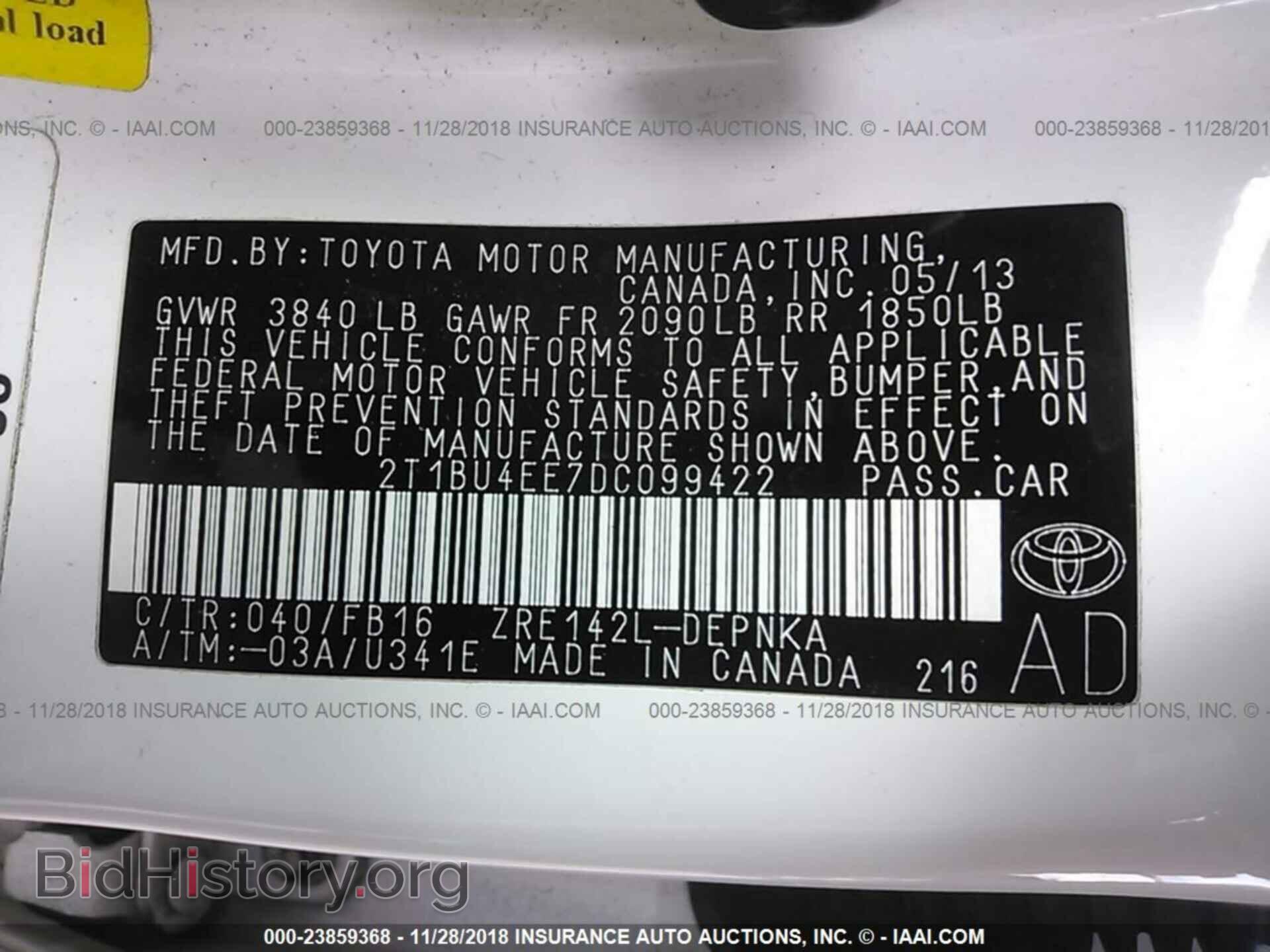 2013 TOYOTA COROLLA - VIN: 2T1BU4EE7DC099422 - Фото 9