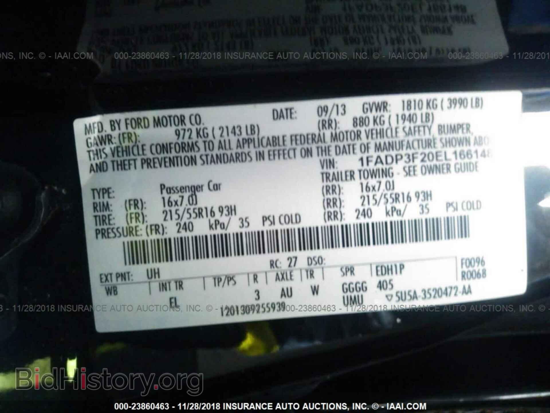 2014 FORD FOCUS - VIN: 1FADP3F20EL166148 - Фото 9