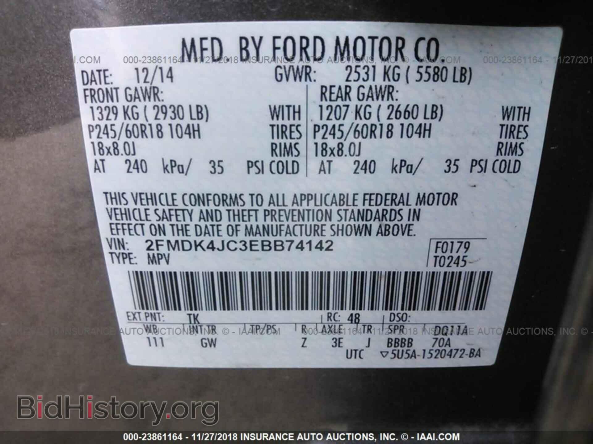 2014 FORD EDGE - VIN: 2FMDK4JC3EBB74142 - Photo 9