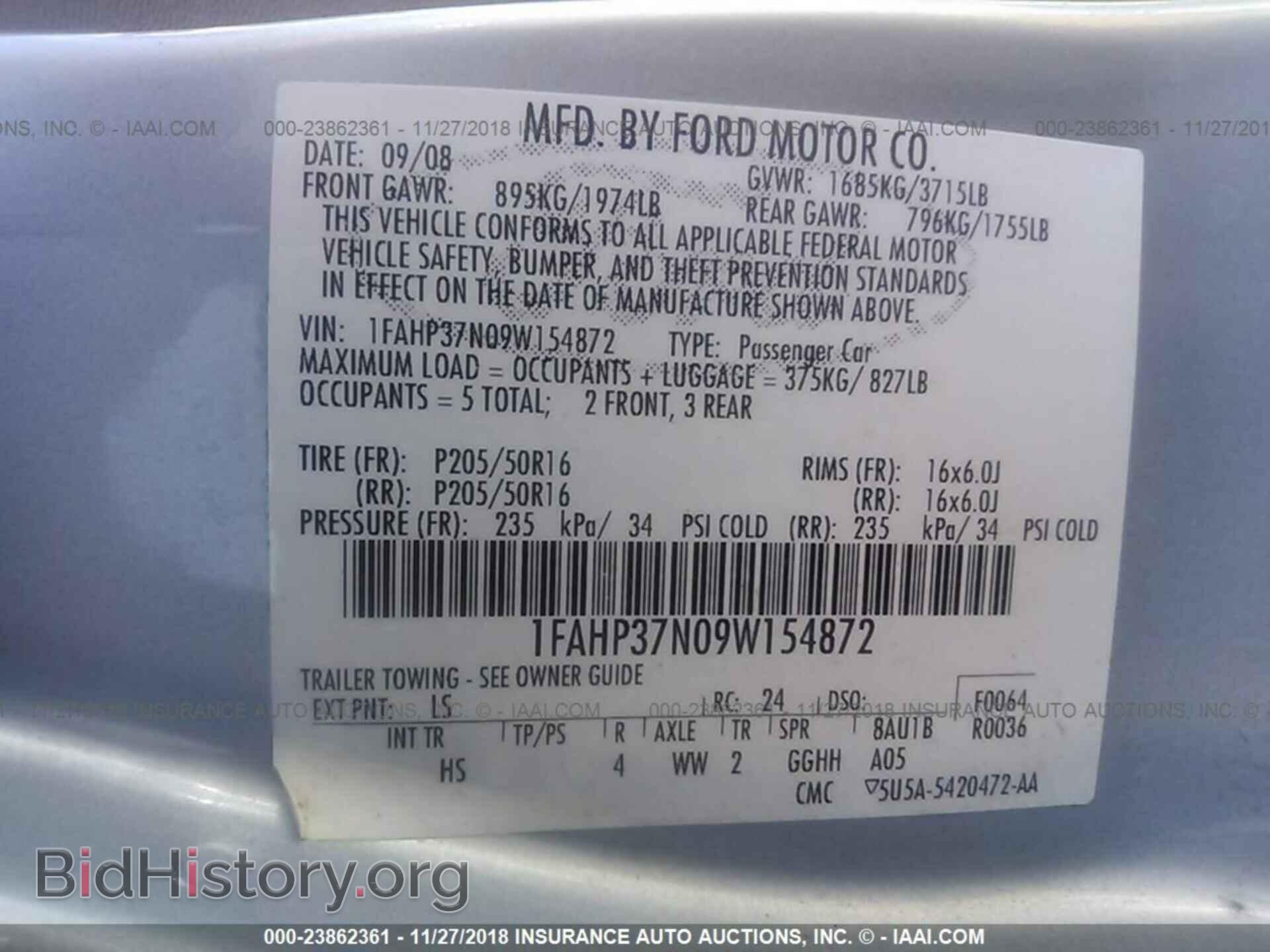 2009 FORD FOCUS - VIN: 1FAHP37N09W154872 - Фото 9