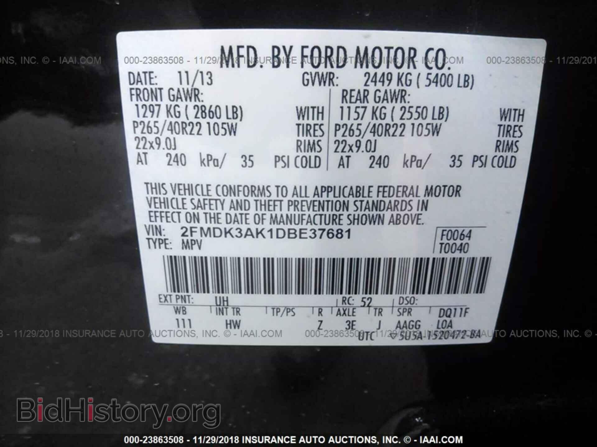 2013 FORD EDGE - VIN: 2FMDK3AK1DBE37681 - Фото 9