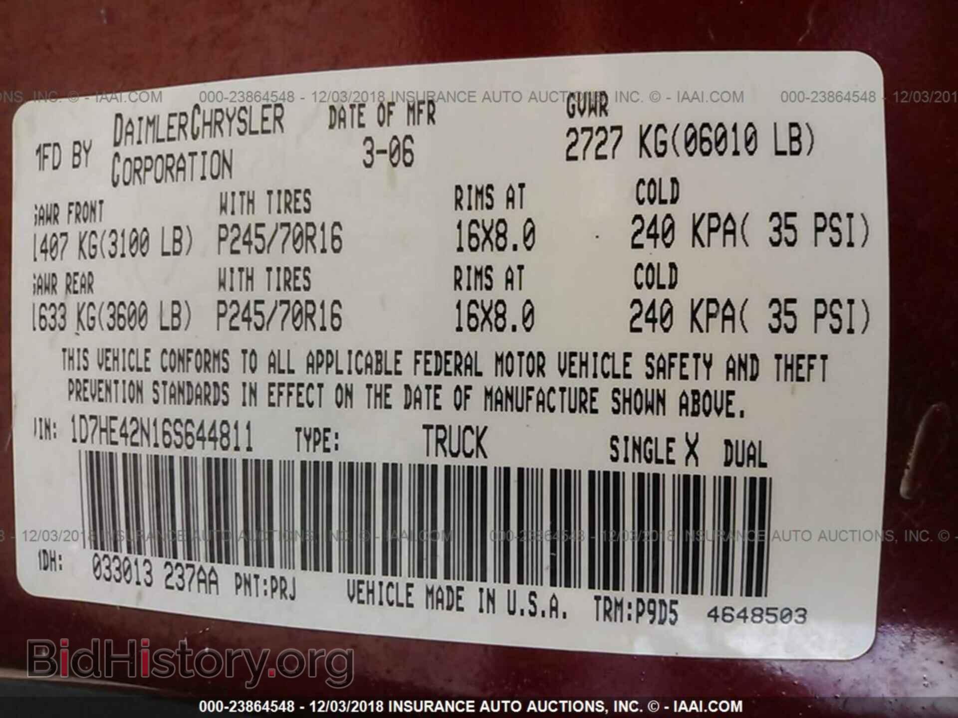 2006 DODGE DAKOTA - VIN: 1D7HE42N16S644811 - Фото 9