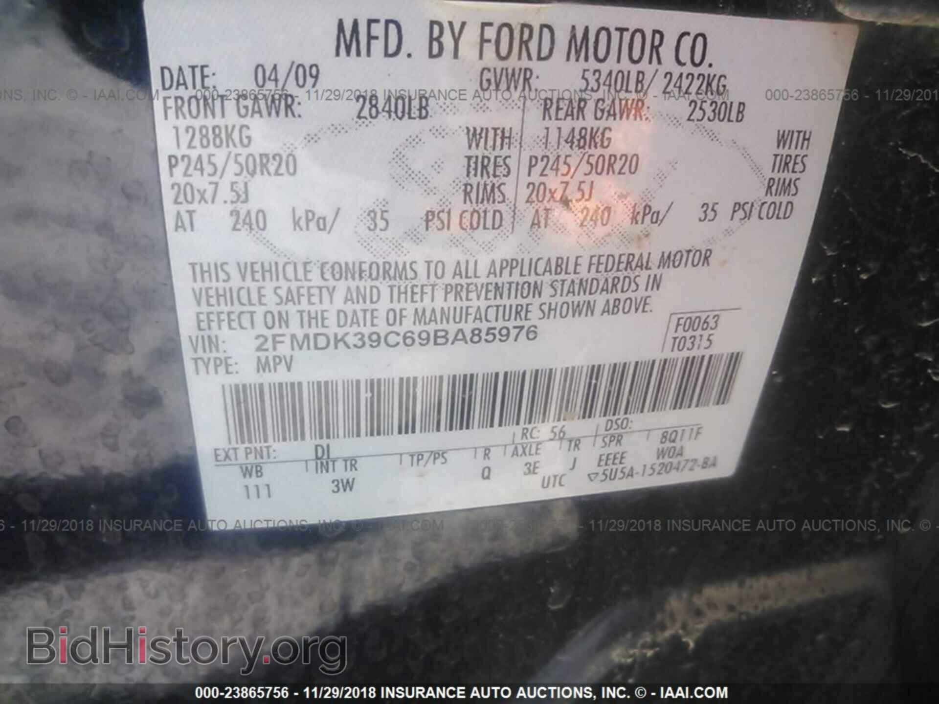 2009 FORD EDGE - VIN: 2FMDK39C69BA85976 - Photo 9